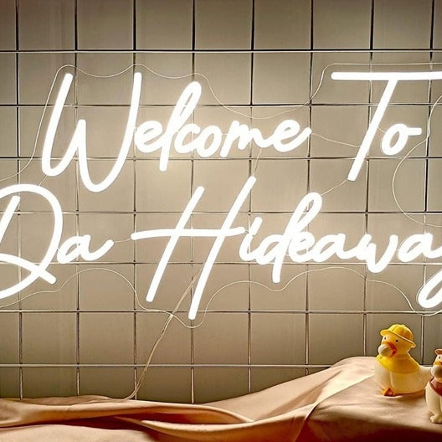 Vivid Bright White “Welcome to the Hideaway” LED Night Light Room