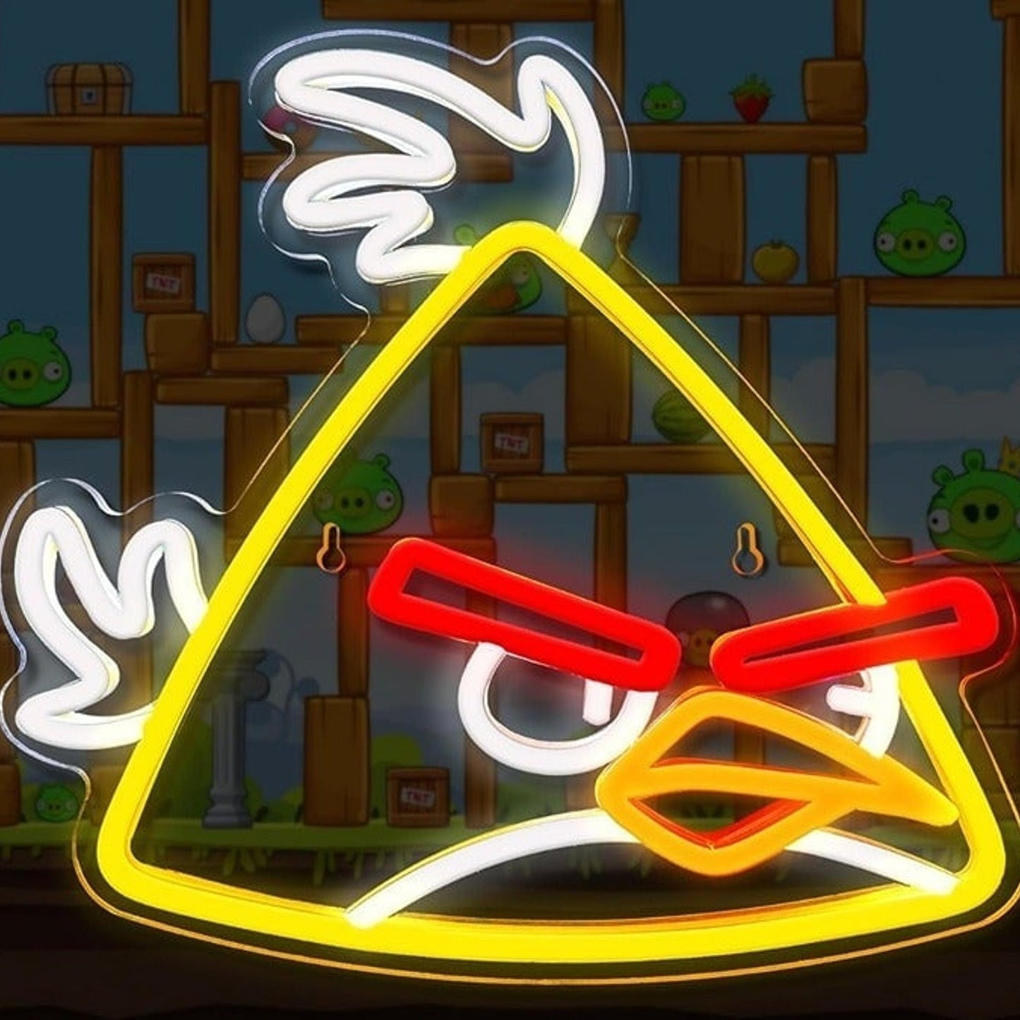 Fun Bright Yellow Angry Bird LED Night Light Video Game Room Wall Decoration