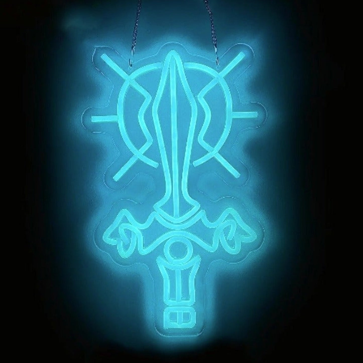 Legend of Zelda Shining Blue Master Sword LED Neon Light Game Room Gaming Gamer