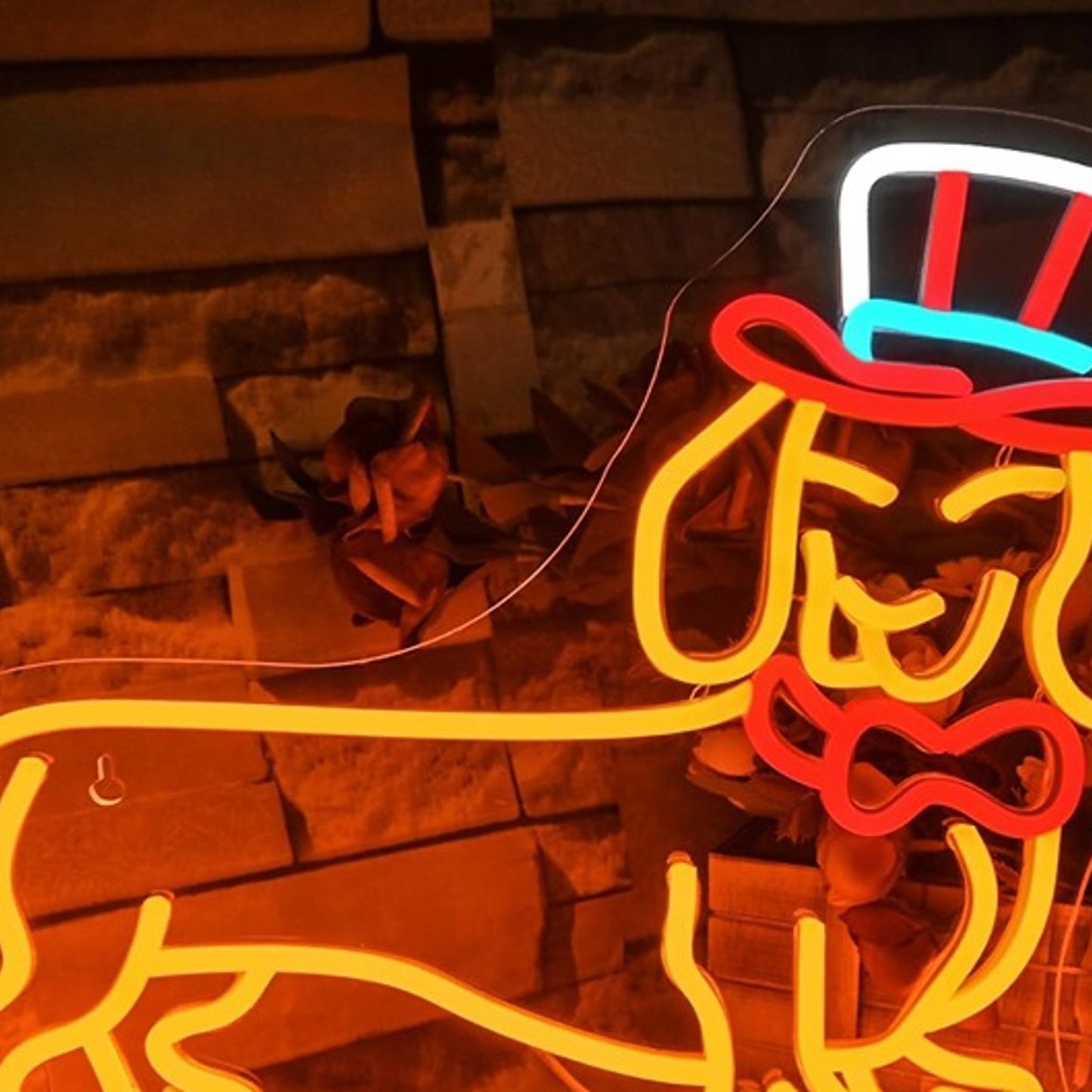 Fun Bright Wiener Dog in American Uncle Sam Top Hat Night Light Room Wall Decor