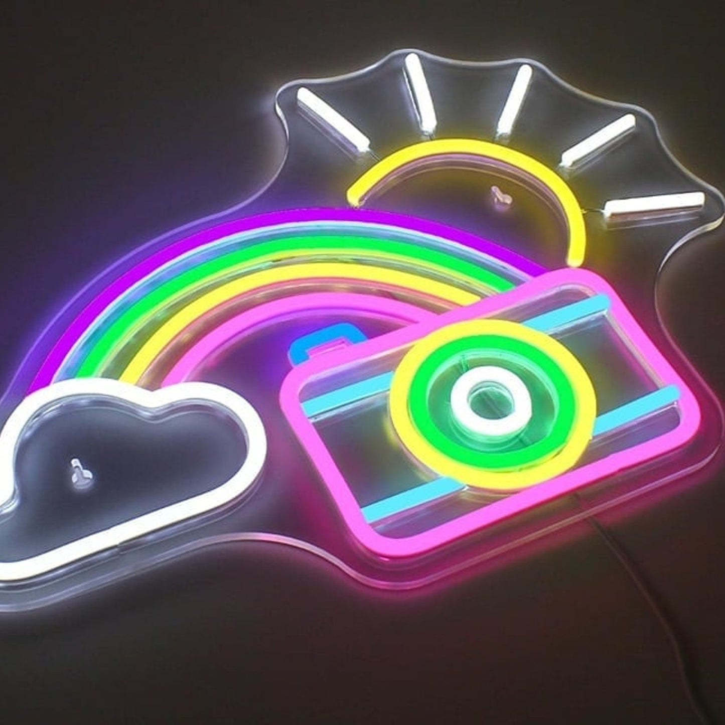 Lovely Bright Rainbow, Camera, Cloud & Sun LED Night Light Room Wall Decoration