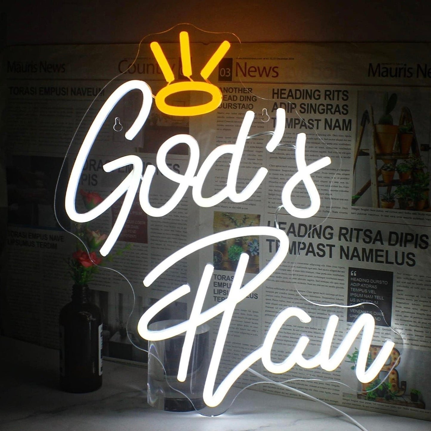 Lovely Bright “God’s Plan” LED Night Light Room Wall Christian Decor