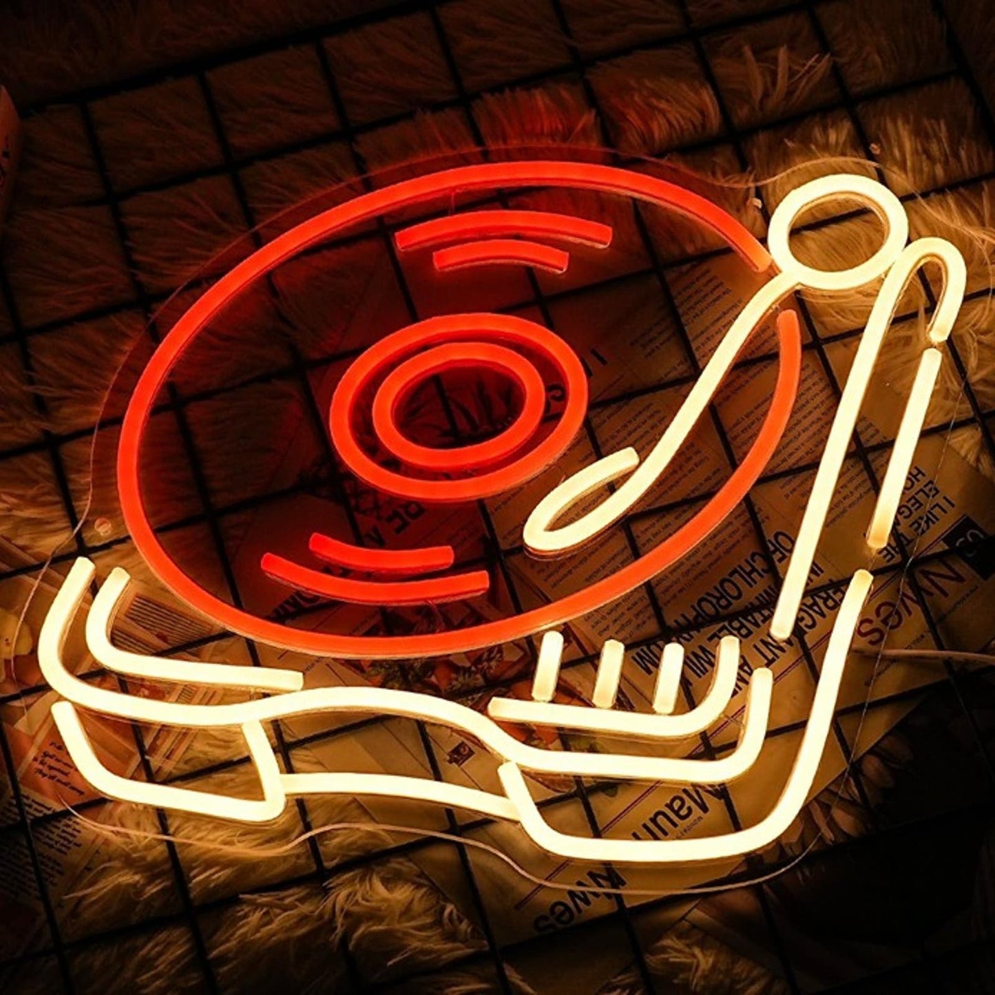 Fun Bright Red Record and Player LED Night Light Music Party Room Wall Decor