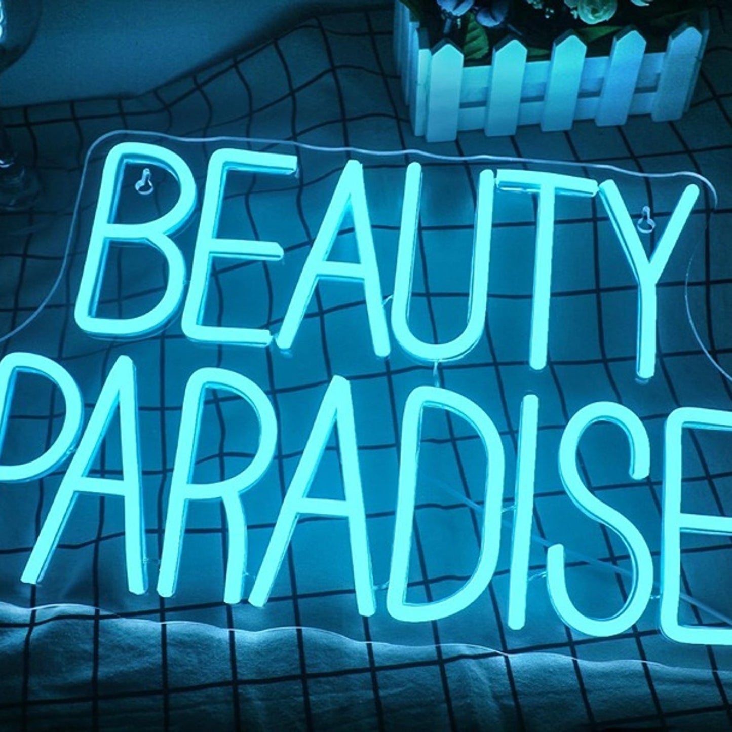 Lovely Bright Blue “Beauty Paradise” LED Light Salon Spa Room Wall Shop Decor