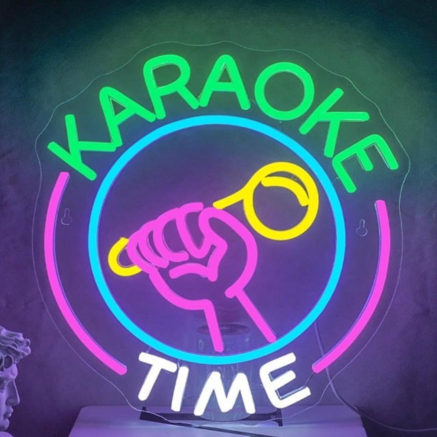 Fun Bright “Karaoke Time” LED Night Light Party Room Wall Decoration