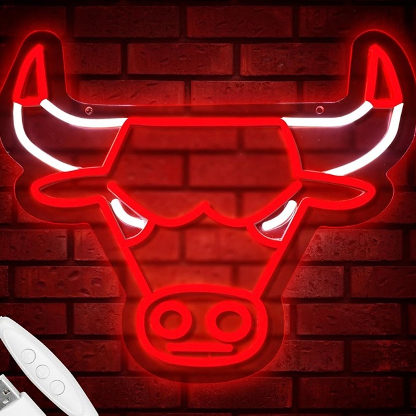 Vivid Bright Red Chicago Bulls Basketball LED Light NBA Sport Room Wall Decor