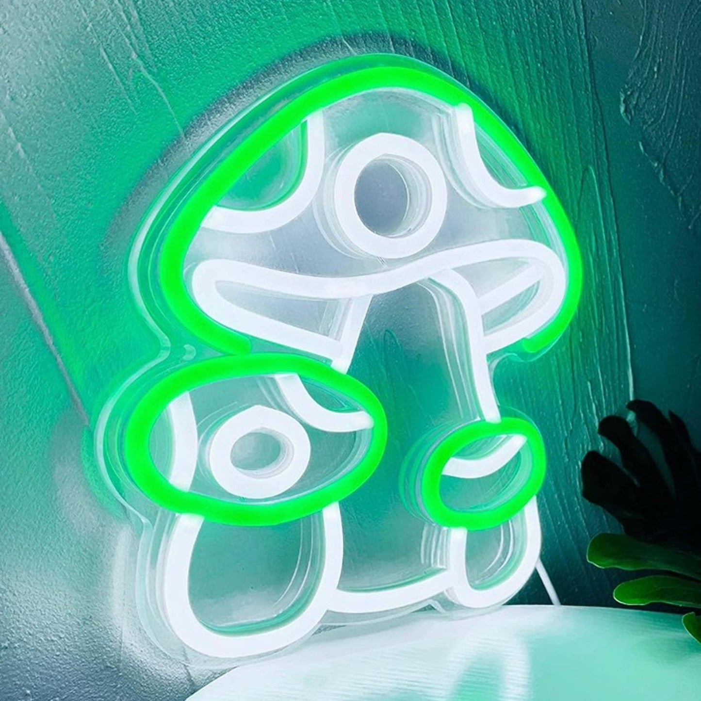 Fun Bright Green Mushroom Cluster LED Night Light Room Wall Decoration