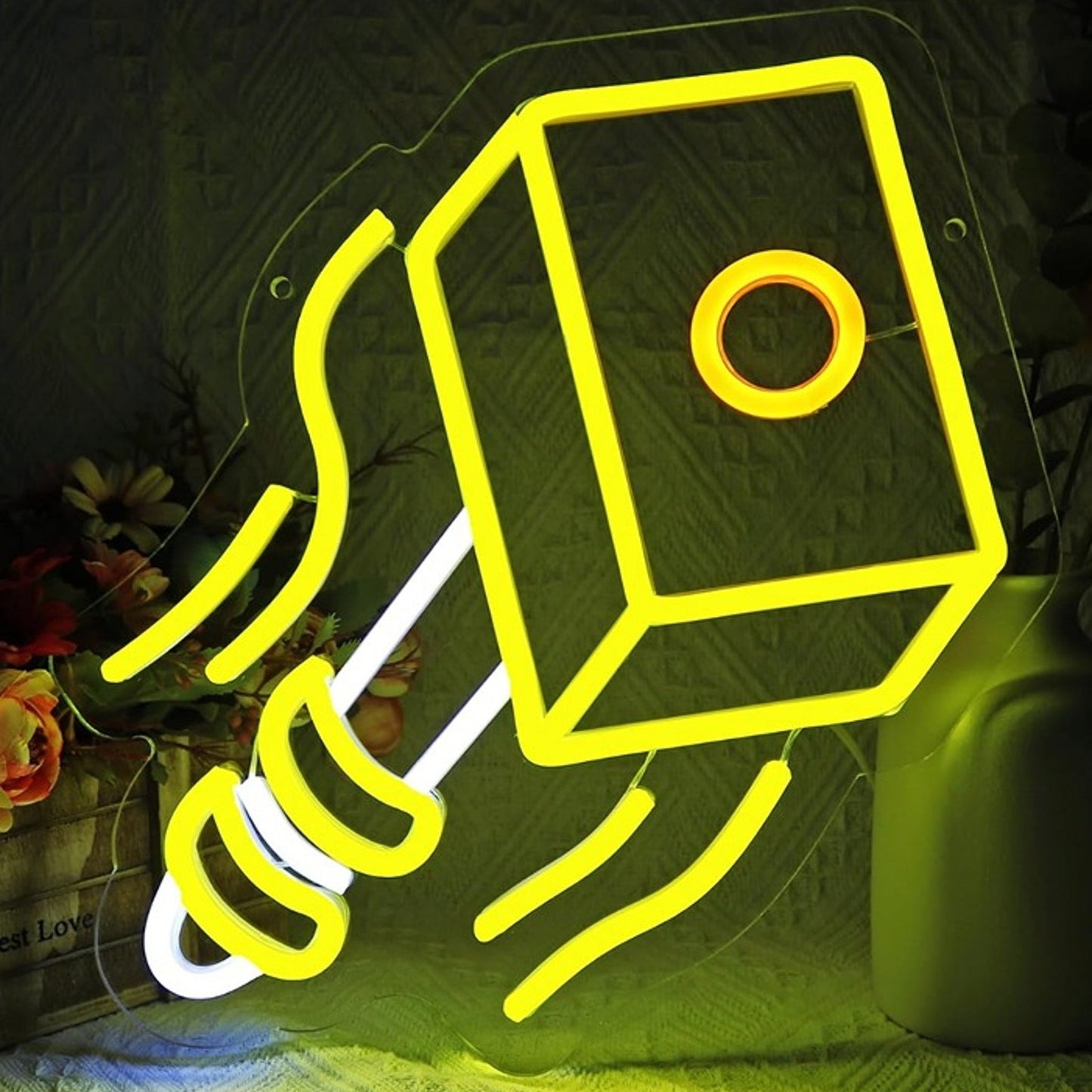 Fun Bright Yellow Thor Hammer LED Night Light Marvel Super Hero Room Wall Decor