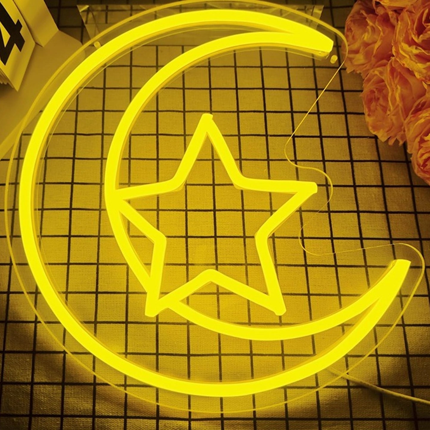 Lovely Bright Yellow Star and Moon LED Night Light Room Wall Decoration