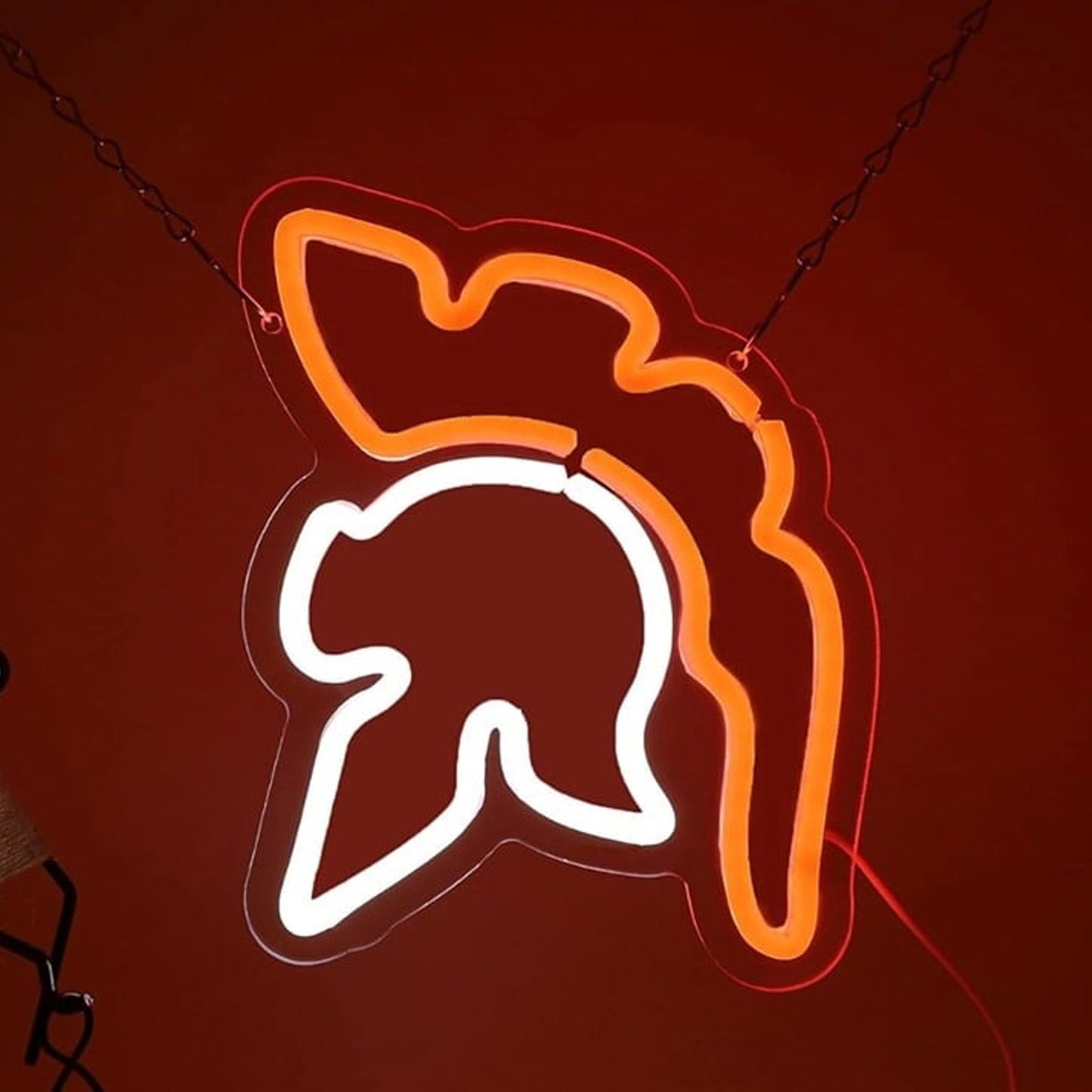 Vivid Bright Orange Spartan Helmet LED Night Light Room Wall Warrior Decor