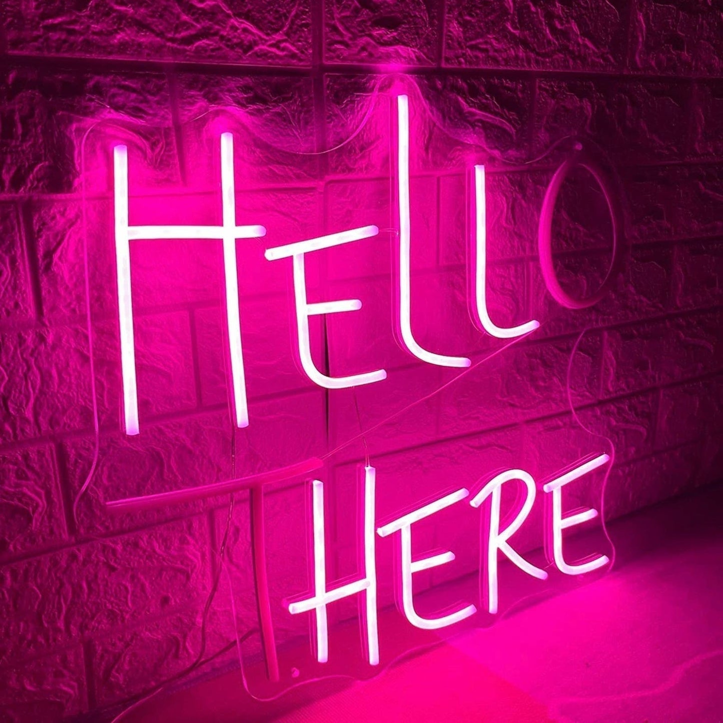 Funny Bright Vivid Pink Hello There / Hell Here LED Night Light Room Wall Decora