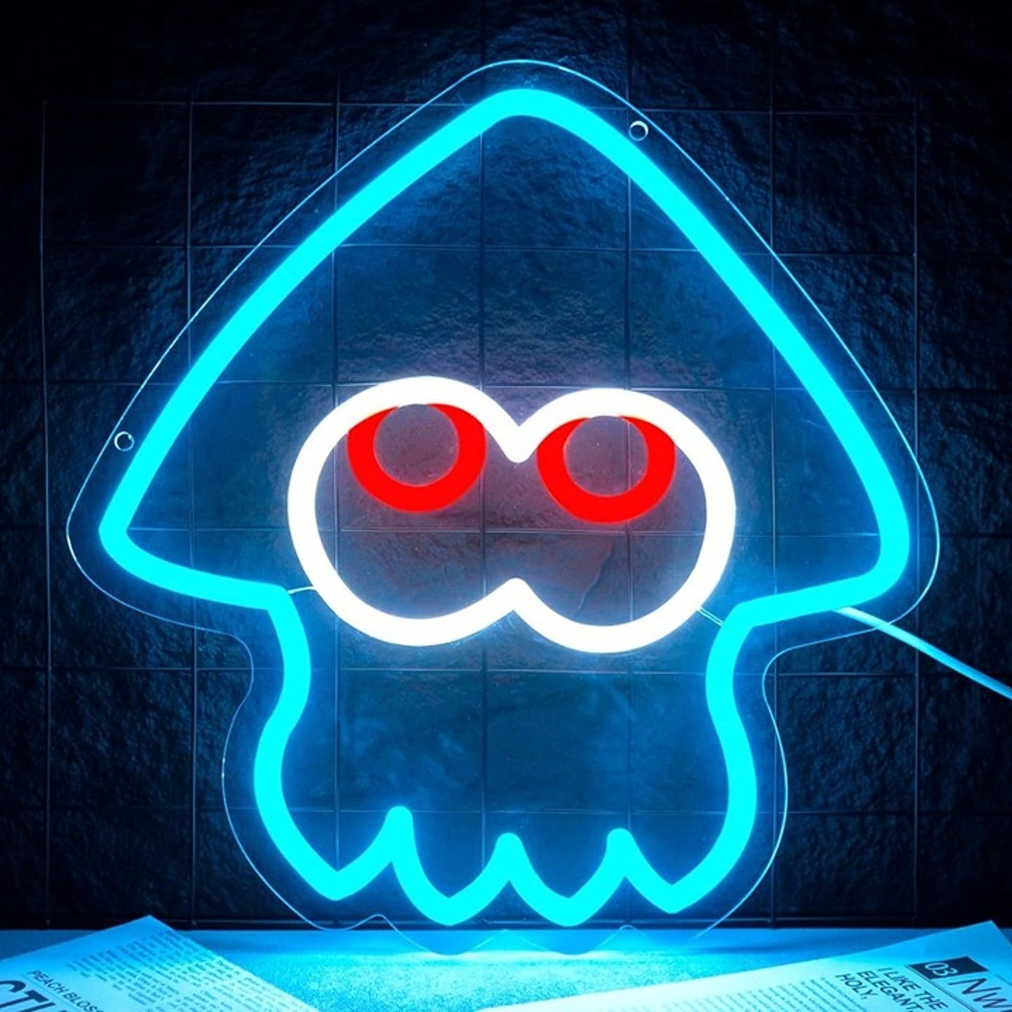 Fun Bright Splatoon Squid LED Night Light Video Game Room Wall Decoration