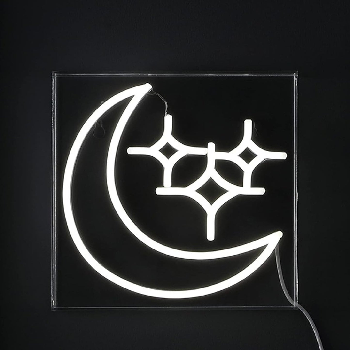 Lovely Bright White Moon and Stars LED Night Light Box Room Wall Decor
