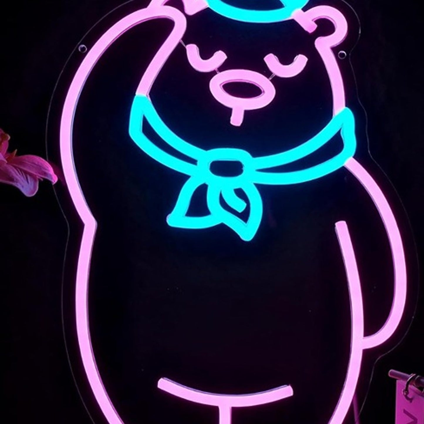 Fun Bright Saluting Pink Sailor Bear LED Night Light Room Wall Decoration