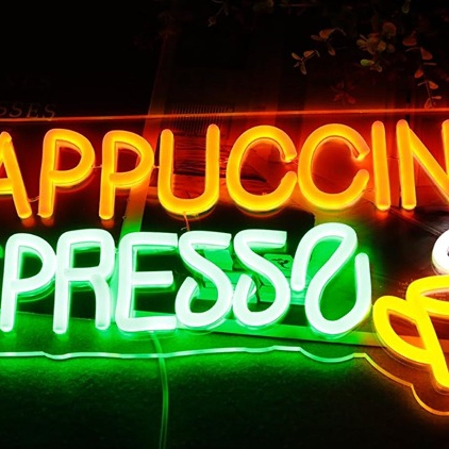 Warm Bright “Cappuccino Espresso” LED Night Light Coffee Shop Wall Sign Decor