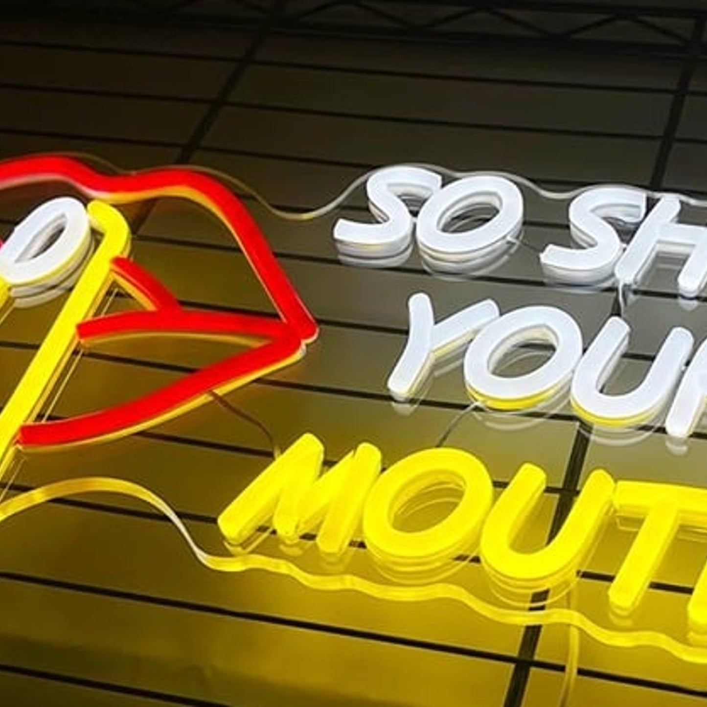 Fun Bright “So Shut Your Mouth” Red Lips LED Night Light Room Wall Decoration