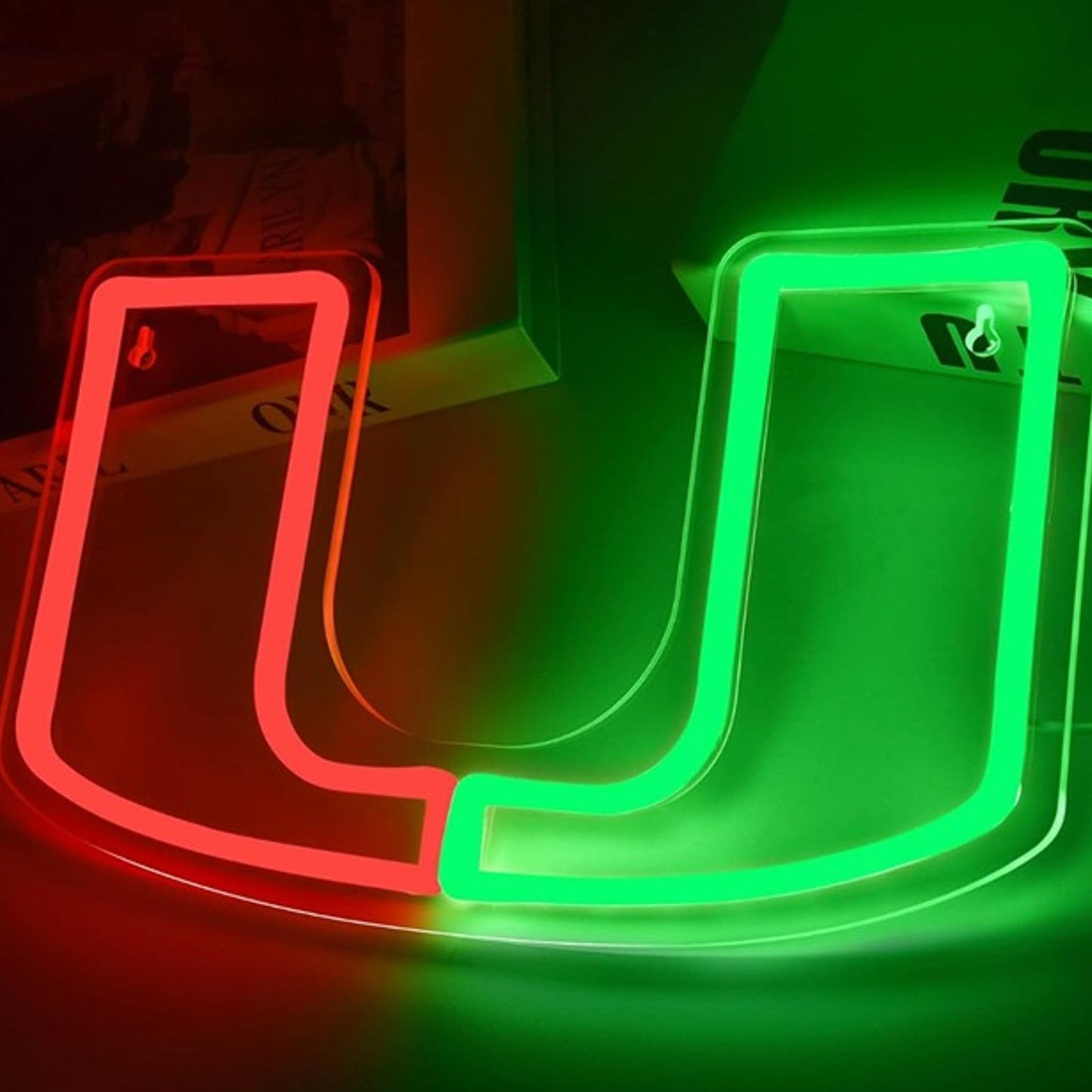 Vivid Bright Miami Hurricanes U Logo LED Night Light University Decor
