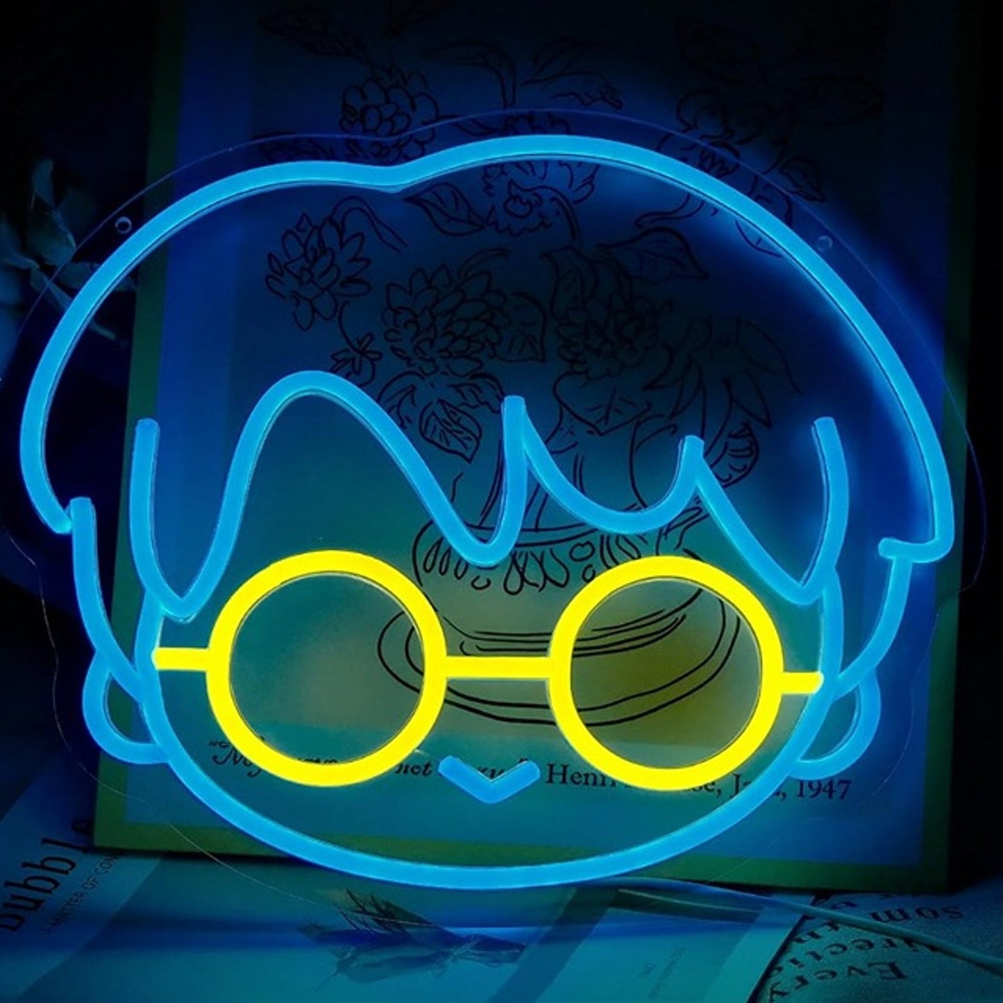 Fun Bright Blue / Yellow Harry Potter LED Night Light Room Wall Decoration