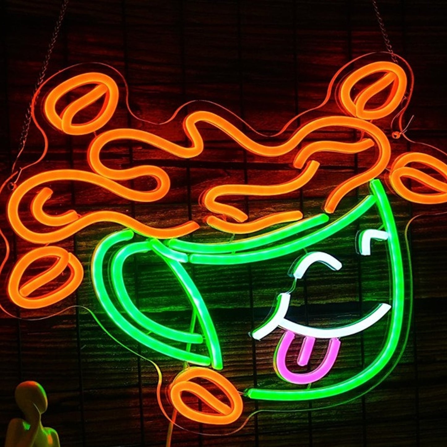 Fun Bright Silly Green Coffee Cup Mug LED Night Light Room Wall Decoration