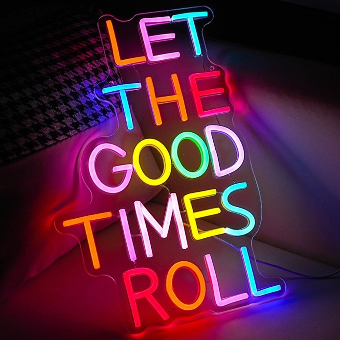 Lovely Bright Rainbow “Let the Good Times Roll” LED Night Light Room Wall Decor