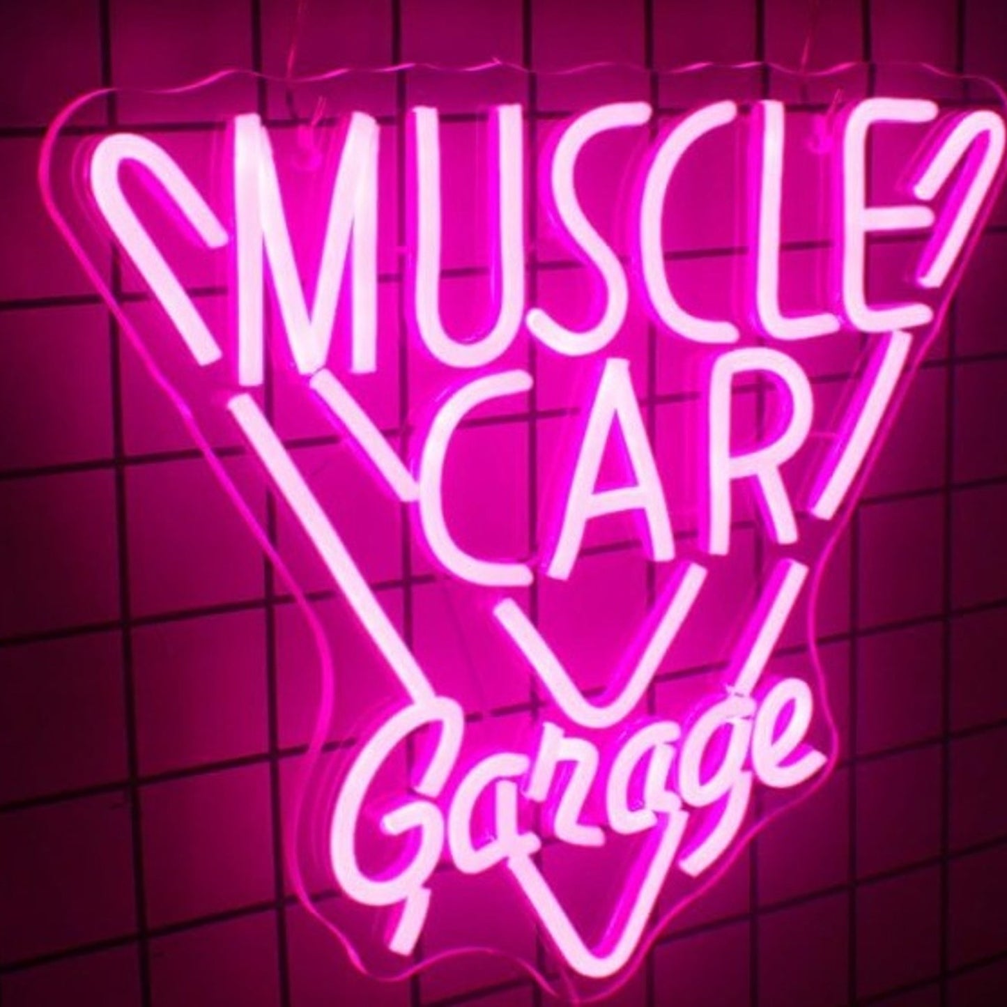 Vivid Bright Pink “Muscle Car Garage” LED Night Light Wall Decoration