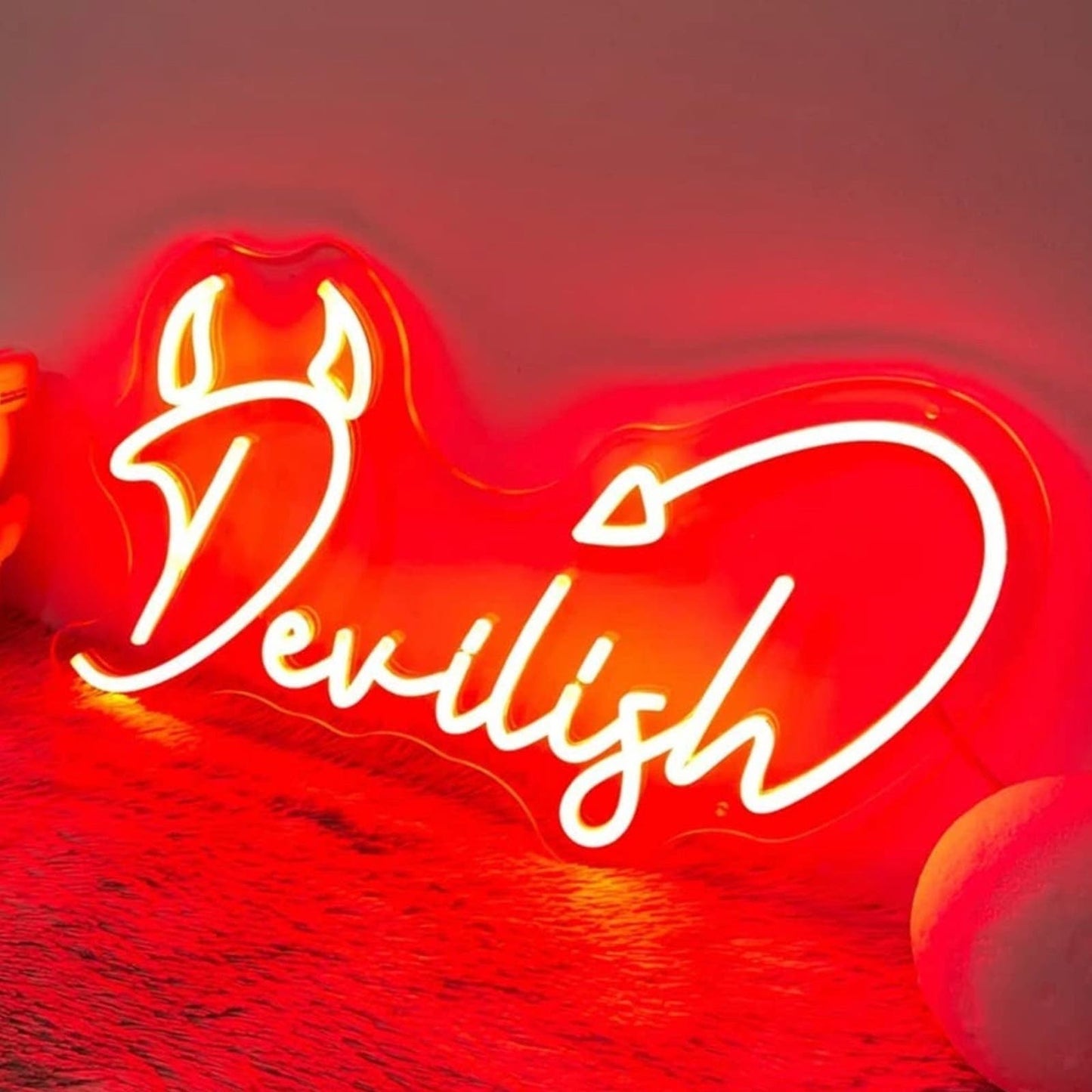 Vivid Bright Red “Devilish” LED Night Light Room Wall Decoration