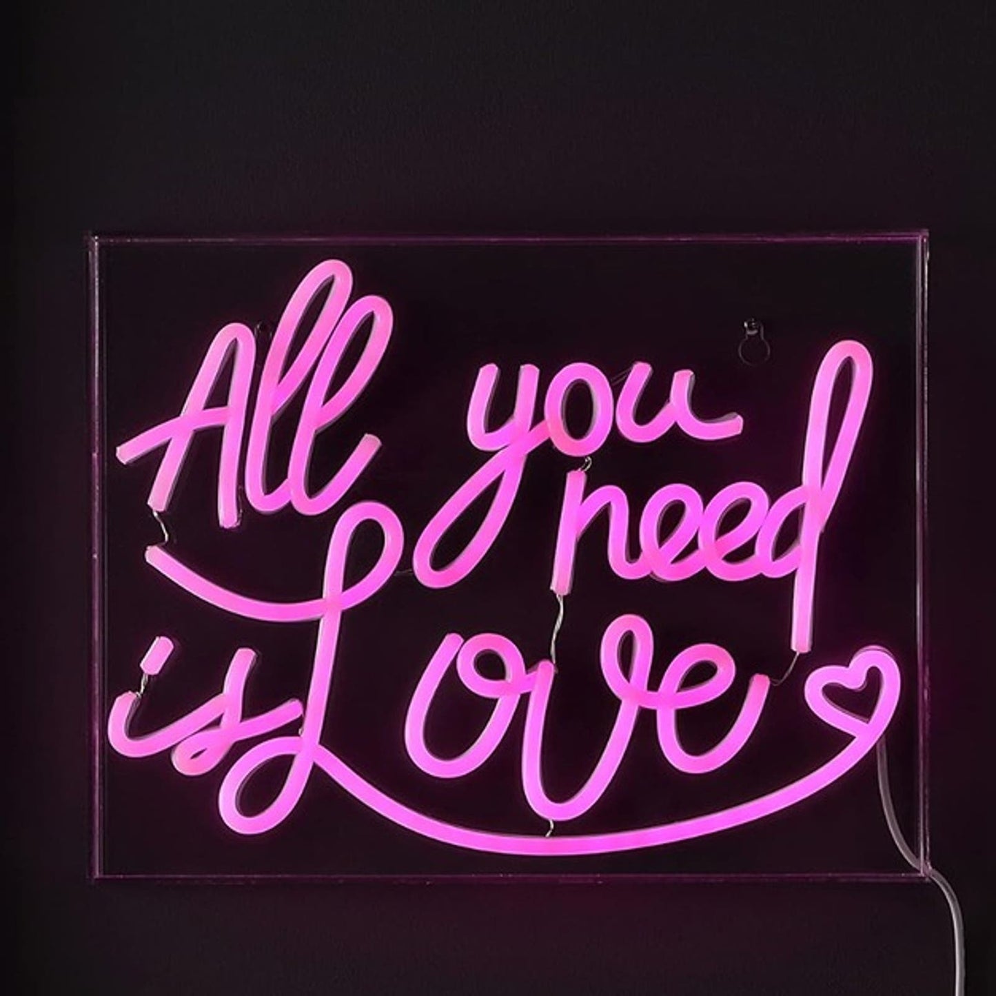 Lovely Bright Pink “All You Need is Love” LED Night Light Box Room Wall Decor