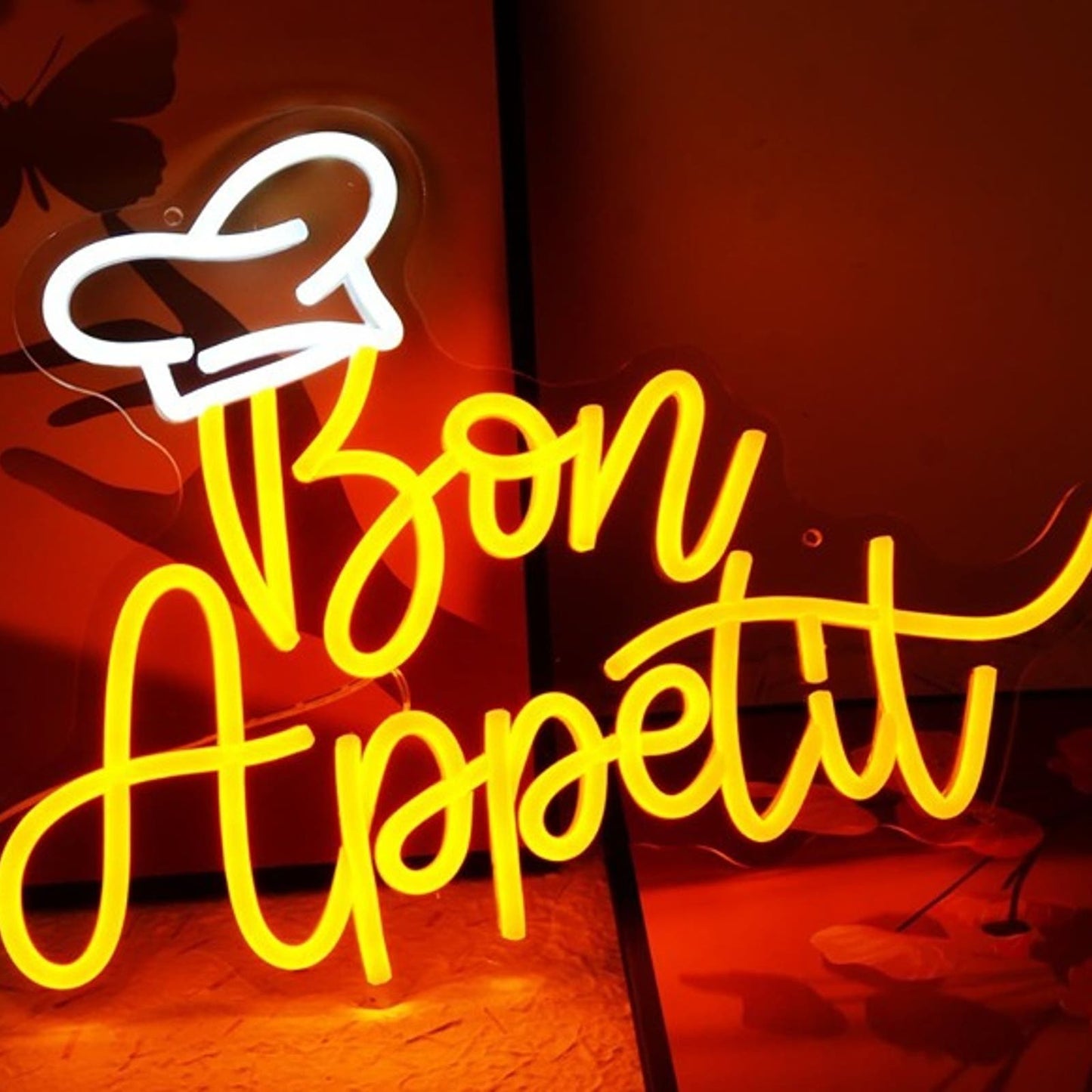 Fun Warm Bright “Bon Appetit” LED Night Light Kitchen Room Wall Decoration