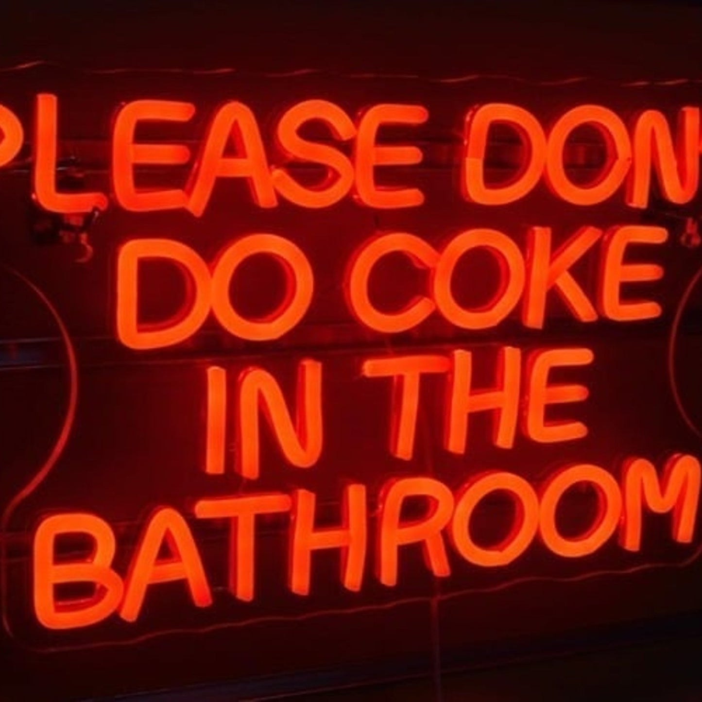 Fun Bright Red “Please Don’t Do Coke In The Bathroom” LED Light Room Wall Decor