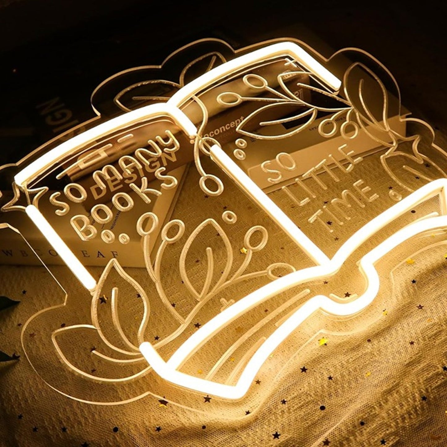 Lovely Warm Bright “So Many Books So Little Time” LED Light Sign Room Wall Decor
