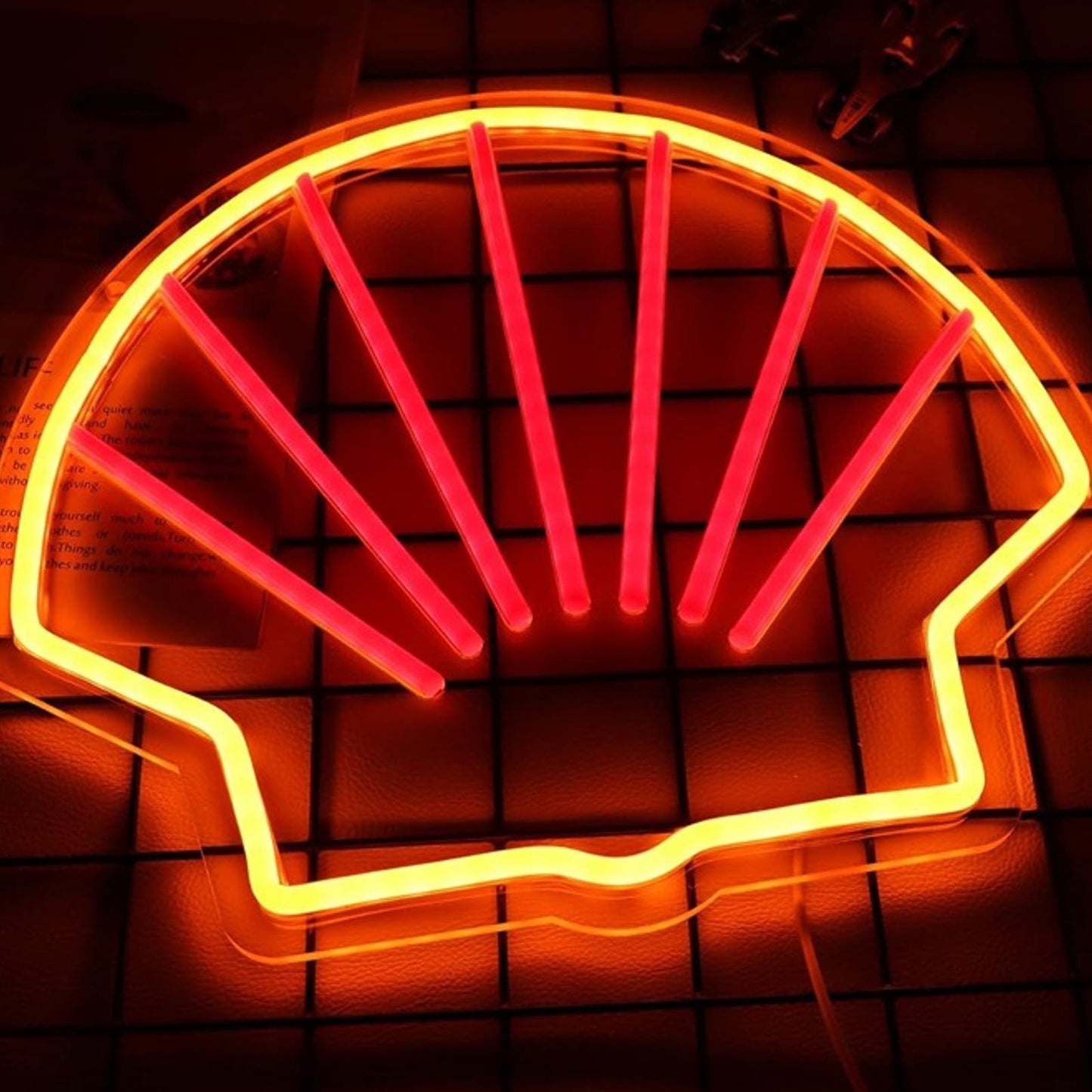 Bright Yellow Shell LED Night Light Garage Gas Station Wall Decoration