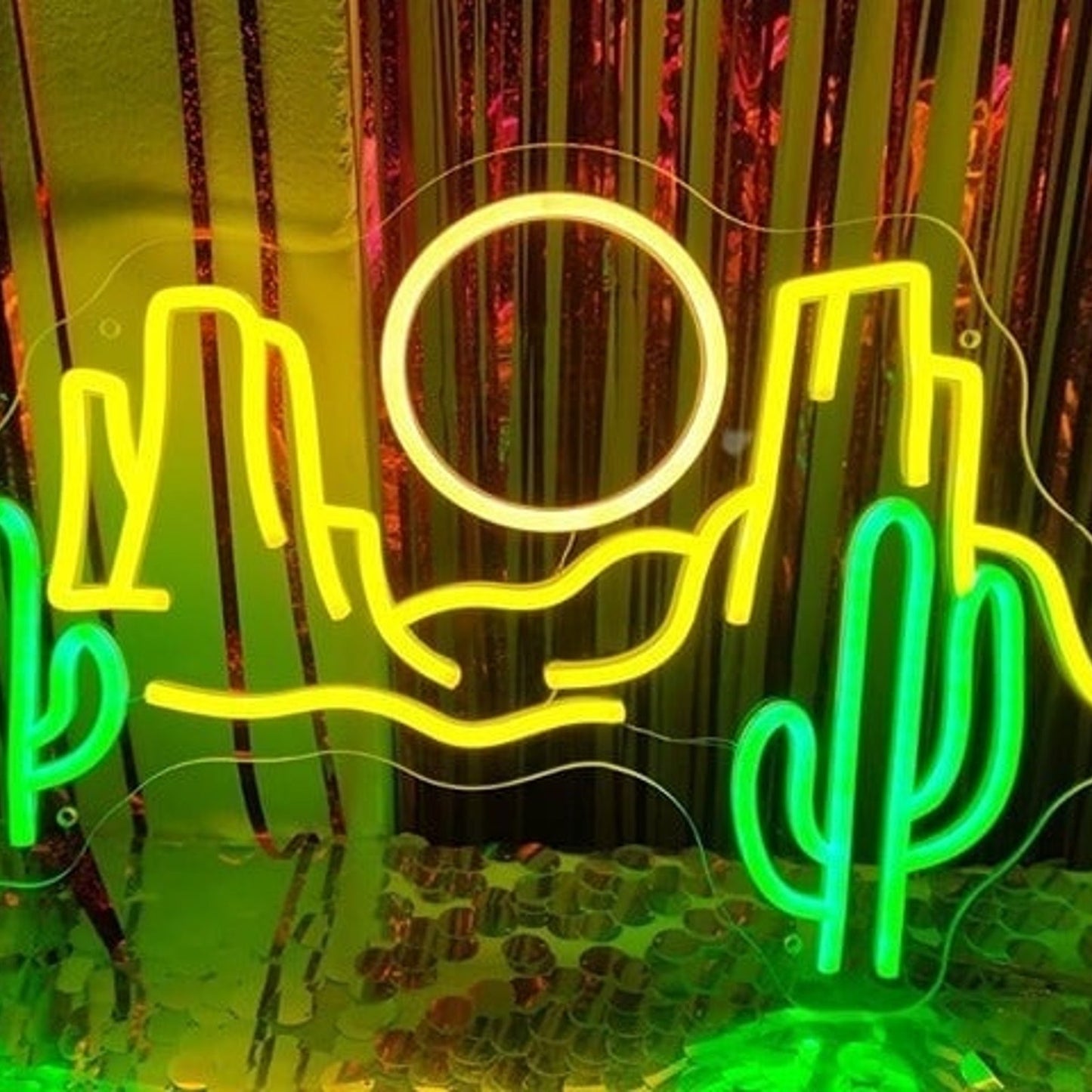 Vivid Bright Arizona / Las Vegas Desert Cactus Sun LED Night Light Decor