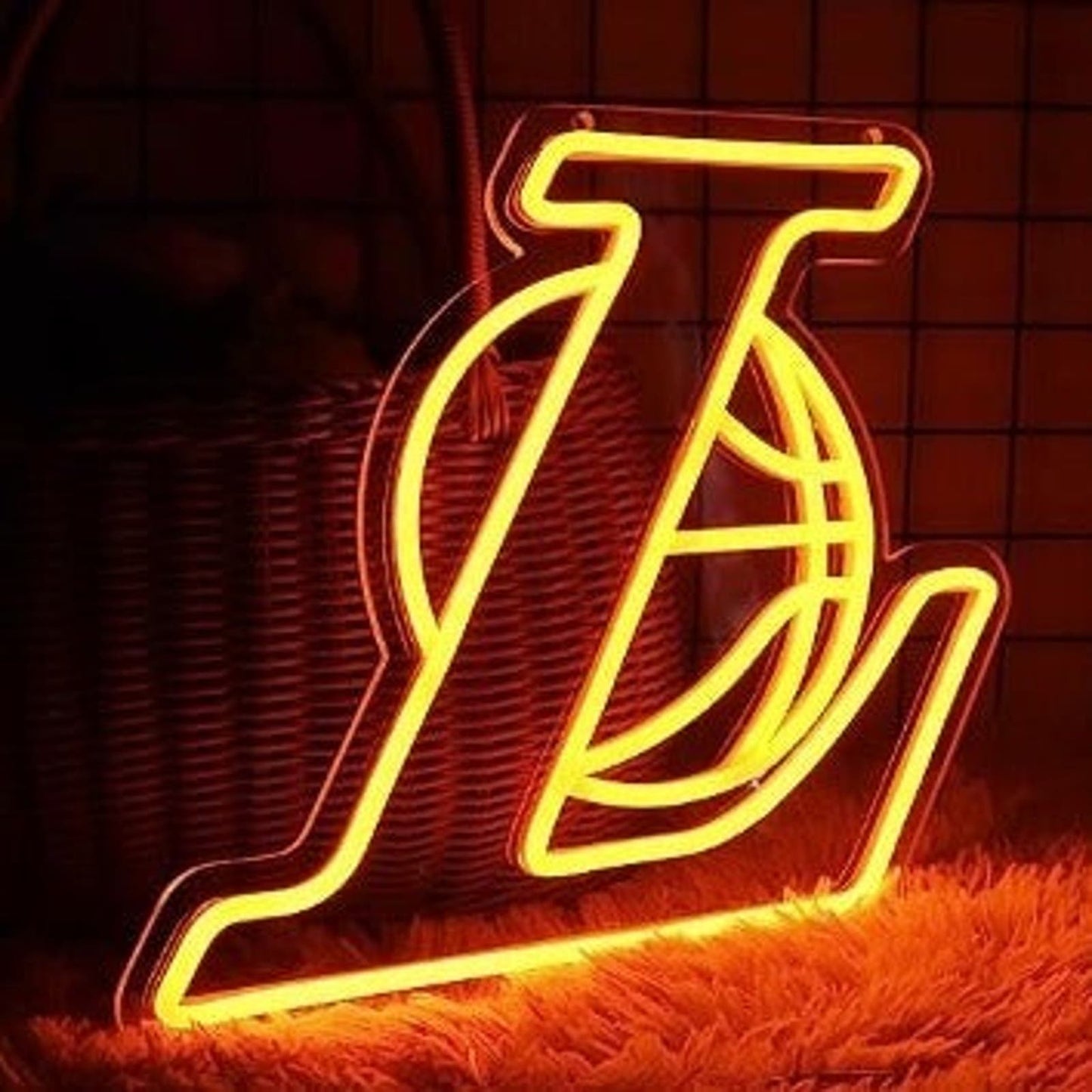 Vivid Bright Orange Los Angles Lakers Basketball LED Light NBA Sport Decor