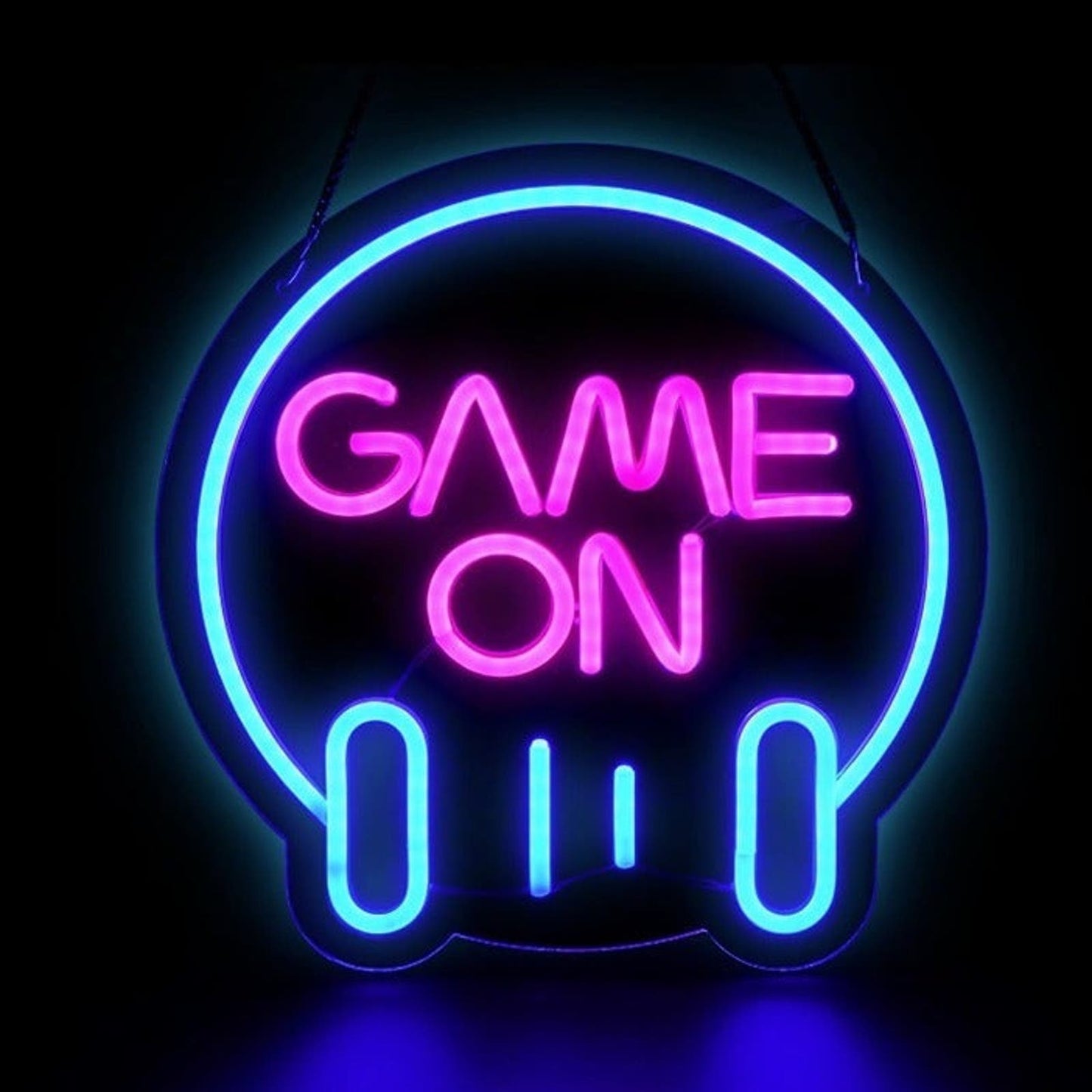 Vivid Bright Pink/Blue GAME ON Headphones Soundwave LED Gamer Night Light