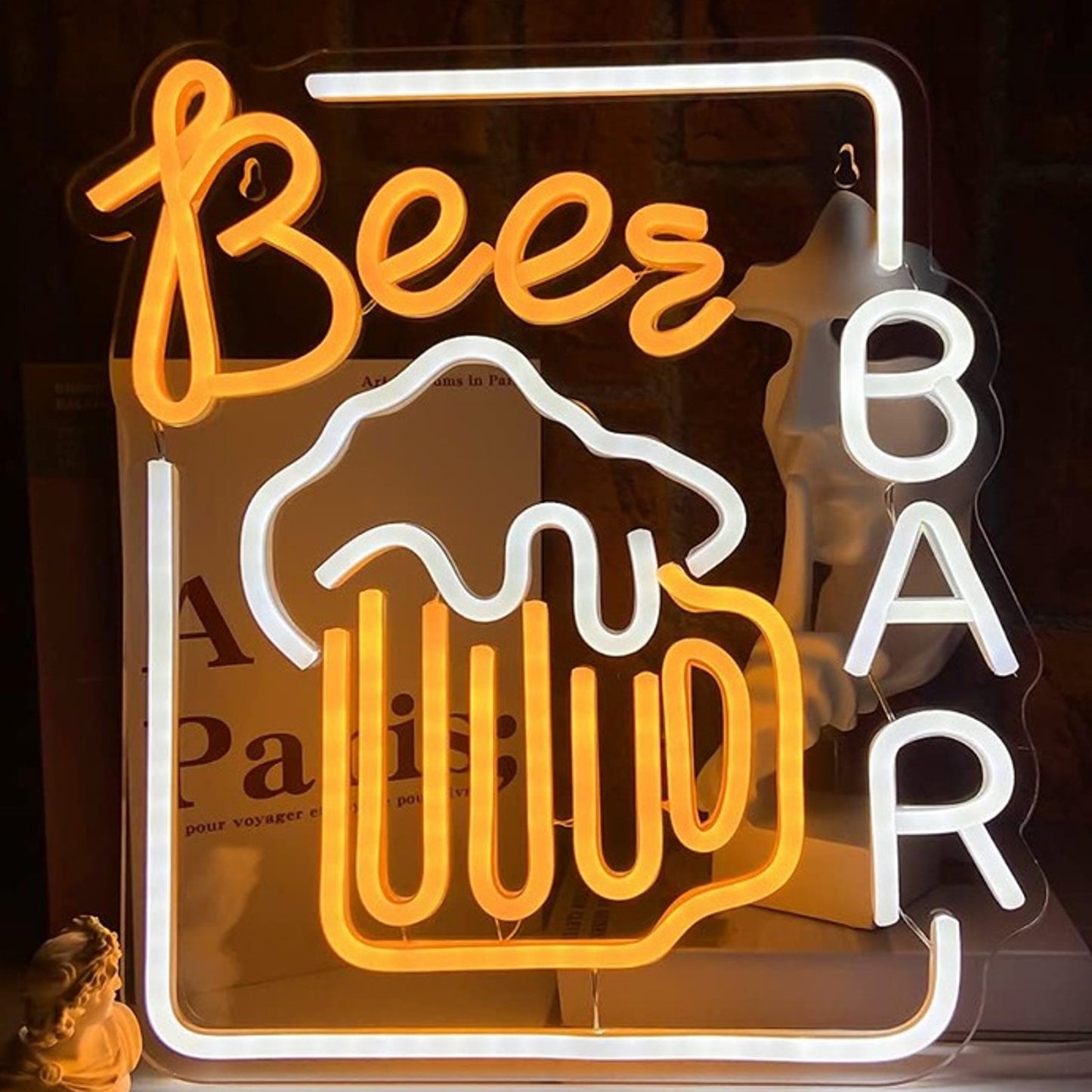 Fun Bright White / Yellow Beer Bar LED Night Light Wall Decoration