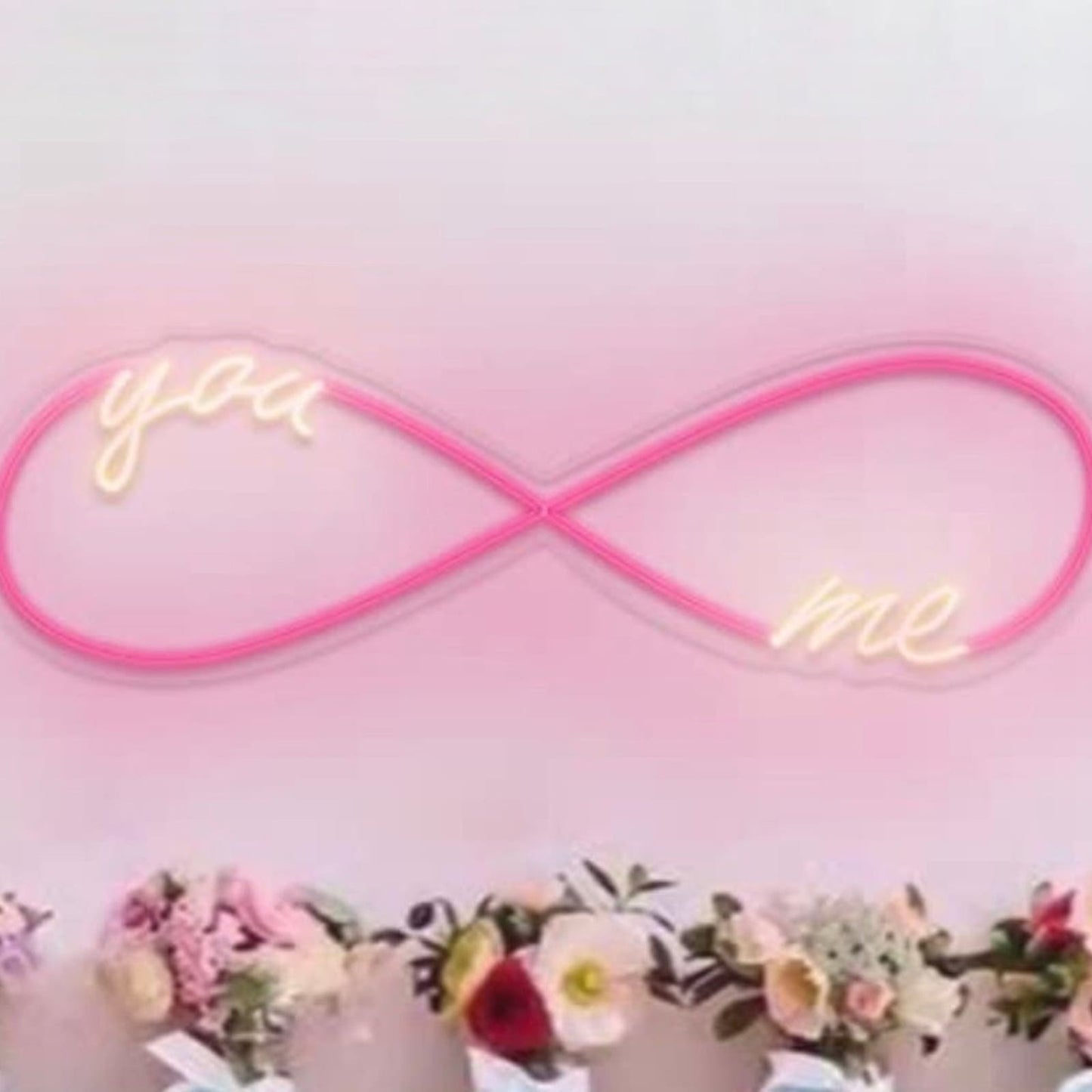 Adorable Bright You Me Infinity Heart Love LED Night Light Room Wall Decoration