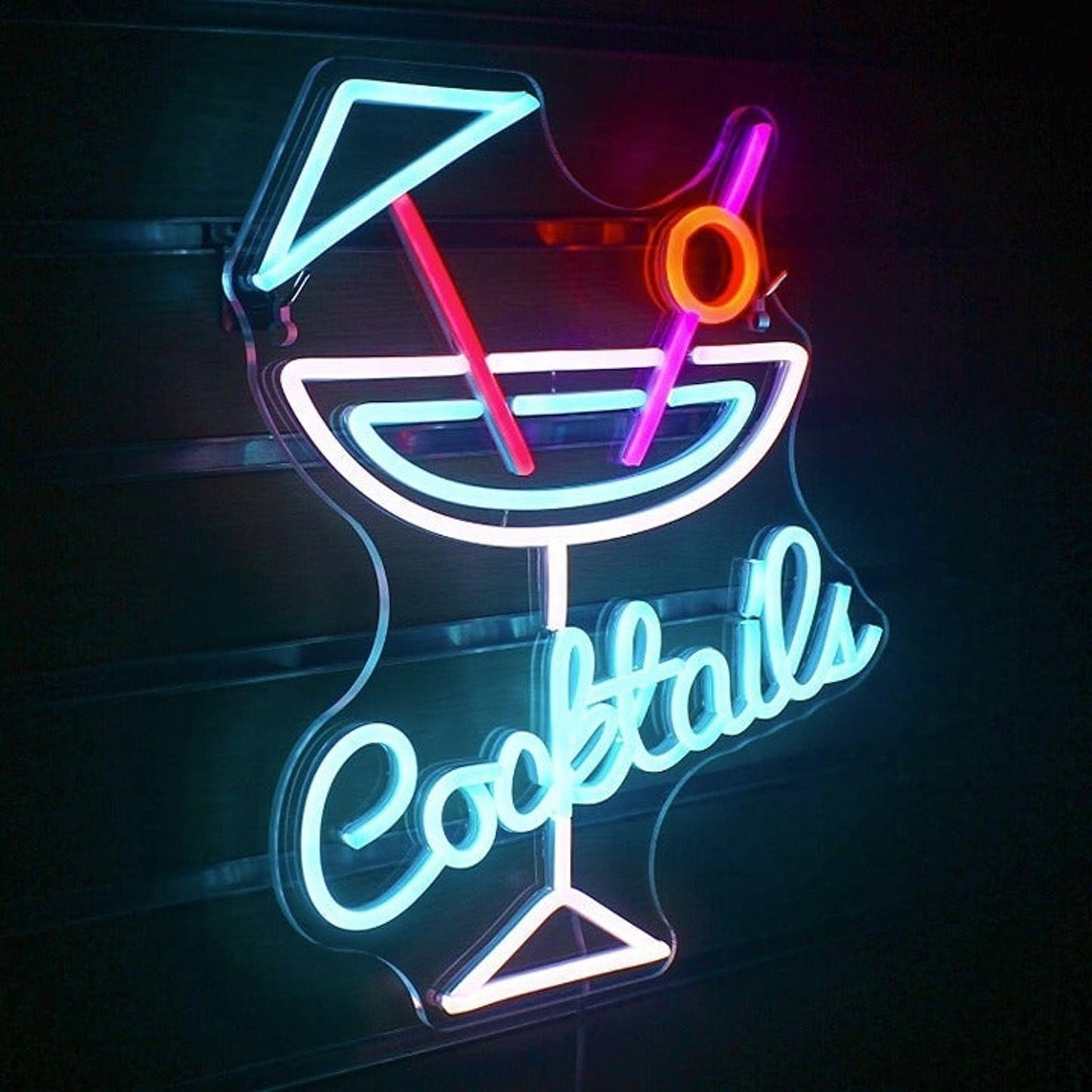 Fun Vivid Bright Blue Cocktails LED Night Light Bar Party Decoration