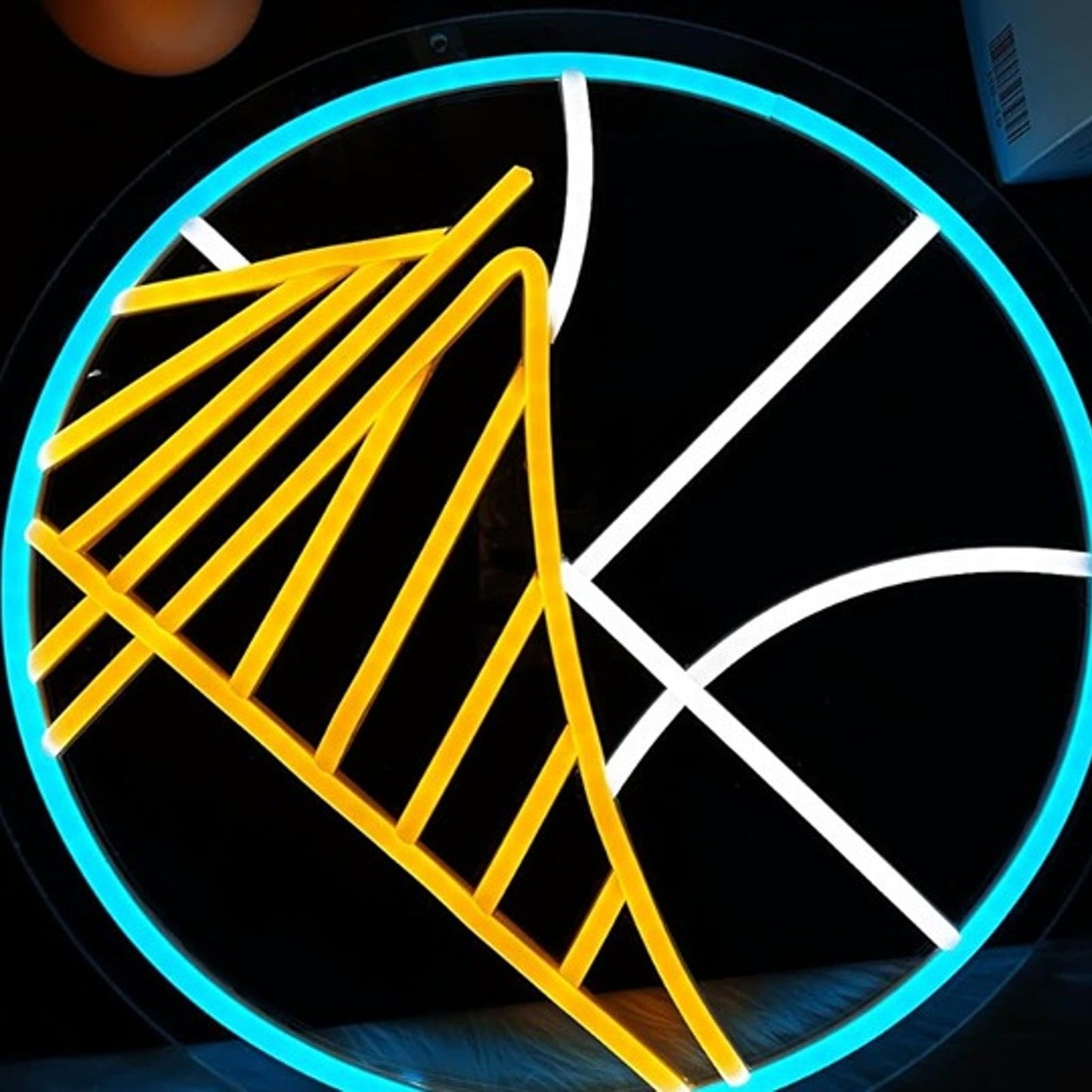 Bright Blue Ring Golden State Warriors LED Night Light NBA Basketball Room Wall