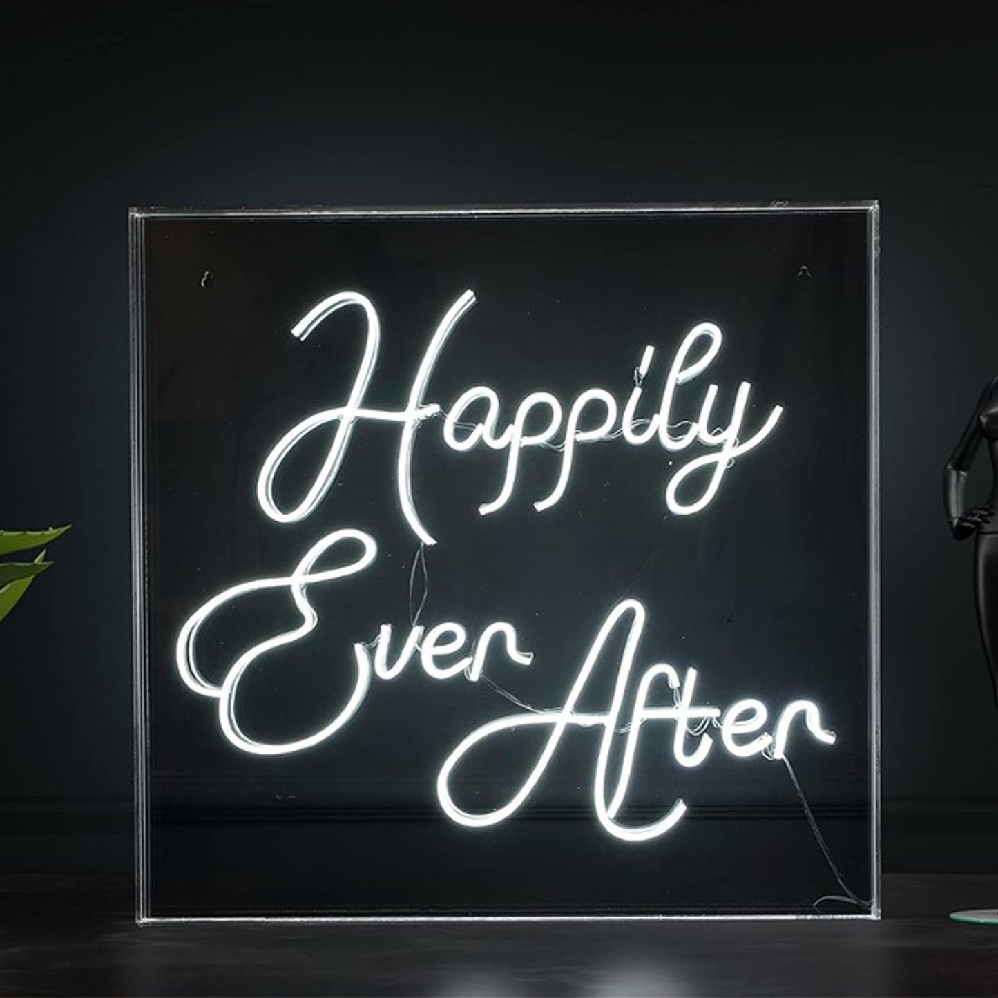 Lovely Large Bright White “Happily Ever After” LED Night Light Box Room Wall Dec