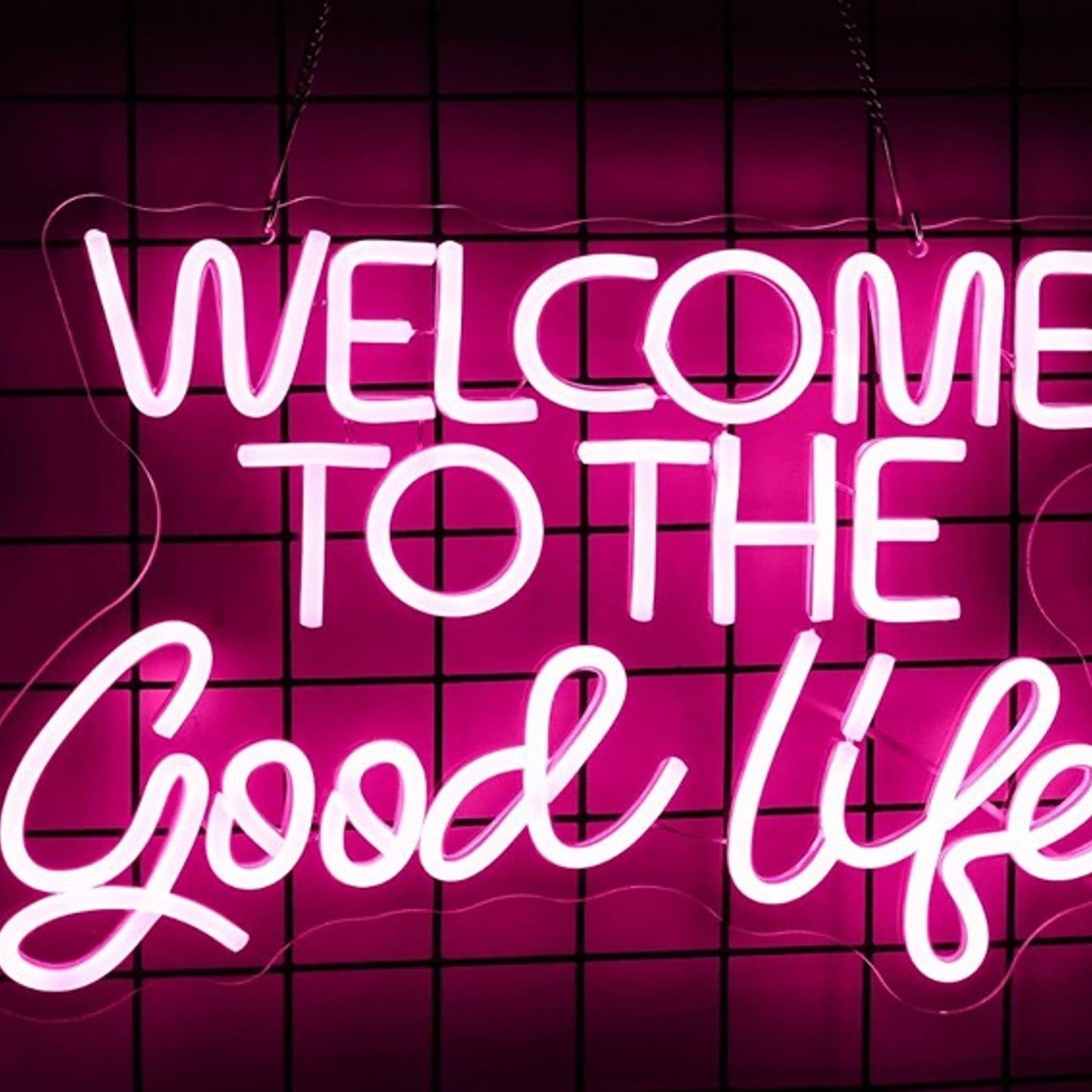 Lovely Bright Pink “Welcome to the Good Life” LED Night Light Room Wall Decor