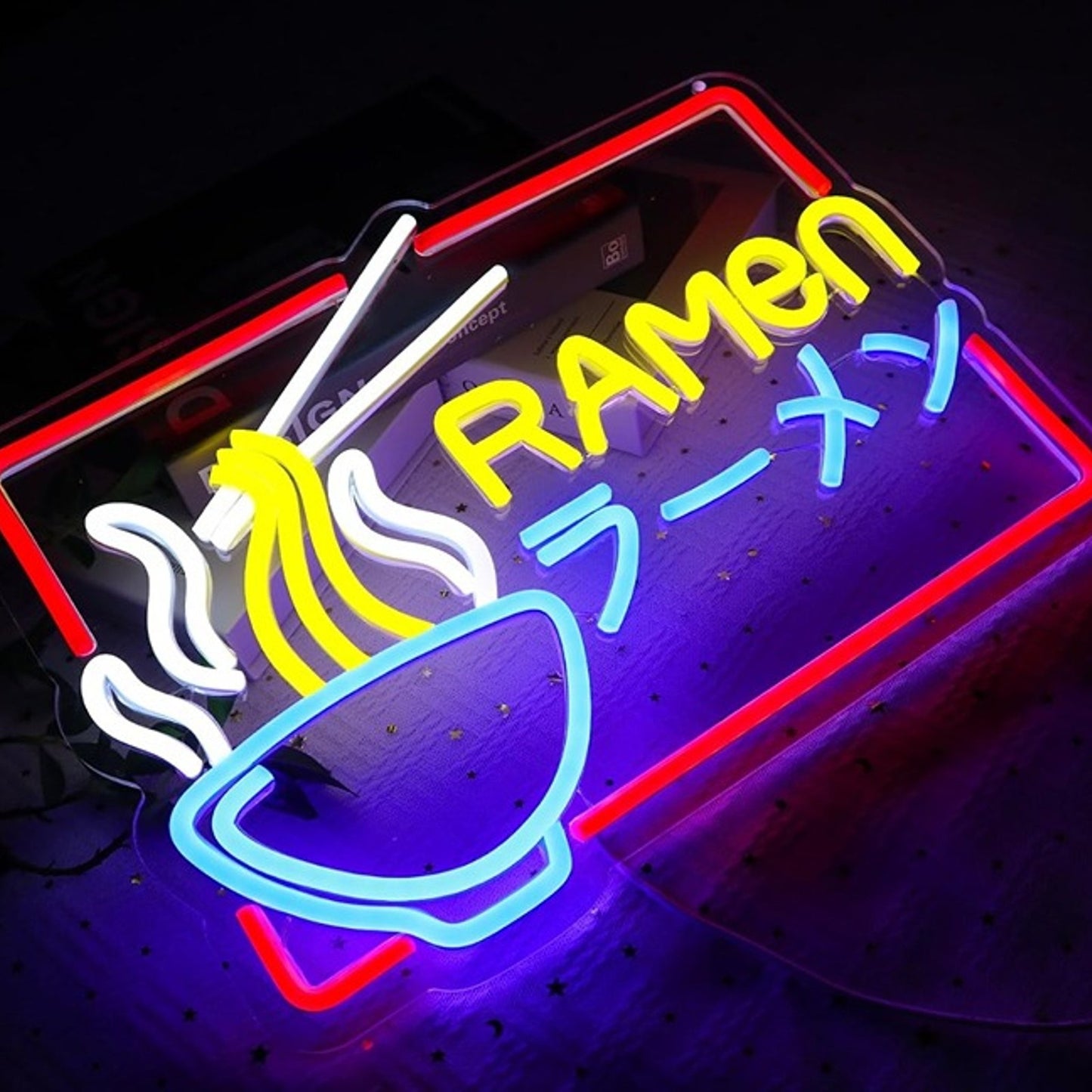 Vivid Bright Colorful Ramen Noodle Sign Restaurant Room Wall Decoration