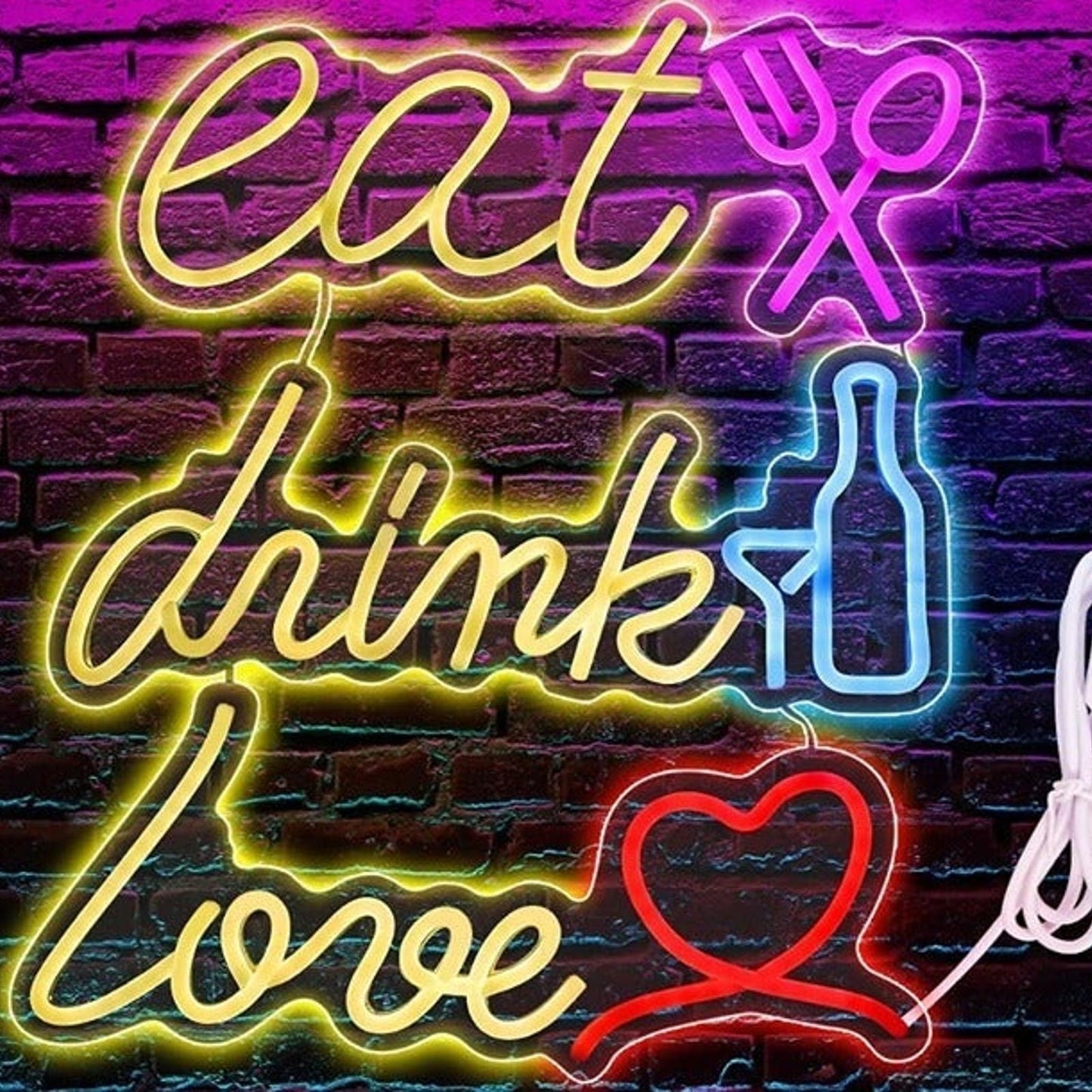 Lovely Bright Eat, Drink, Love LED Night Light Room Wall Party Decoration
