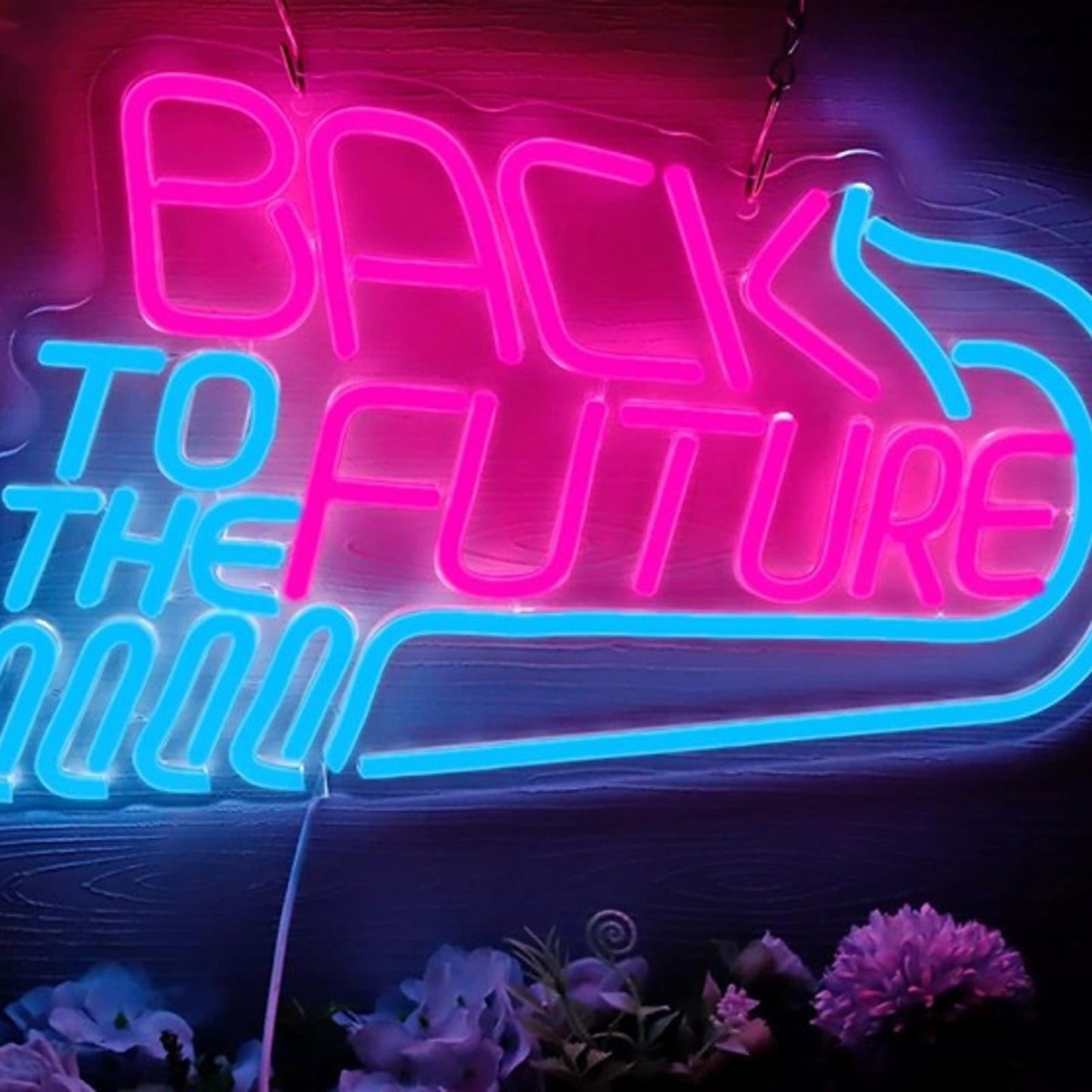 Fun Vivid Bright Blue / Pink Back to the Future LED Night Light Room Wall Decor