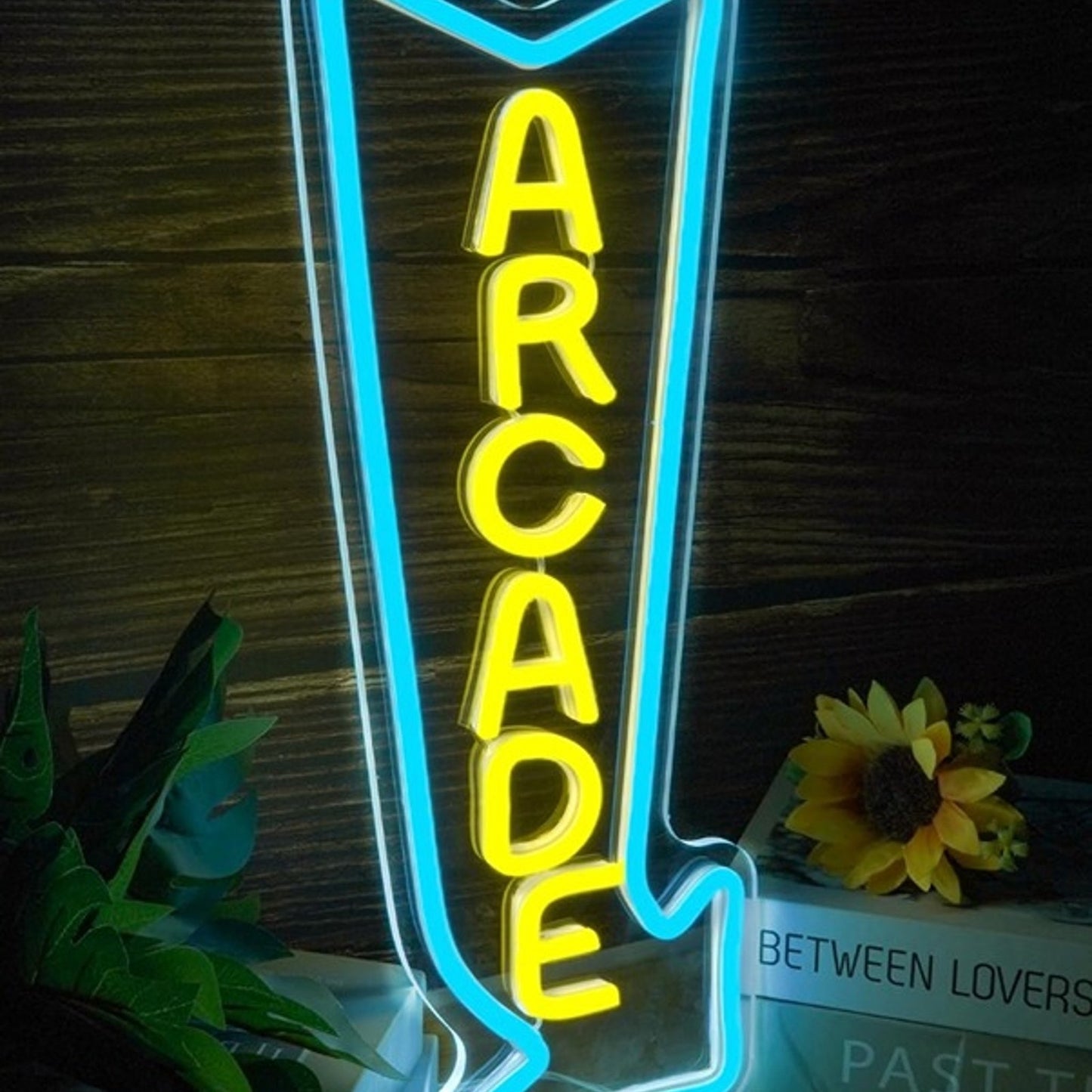 Fun Bright Blue / Yellow “Arcade” Arrow LED Night Light Game Room Wall Decor