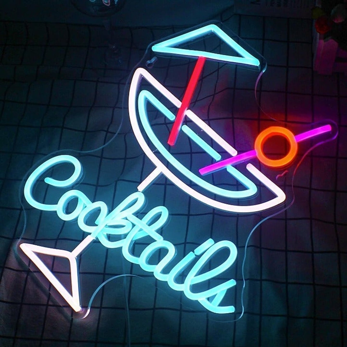 Fun Vivid Bright Blue Cocktails LED Night Light Bar Party Decoration