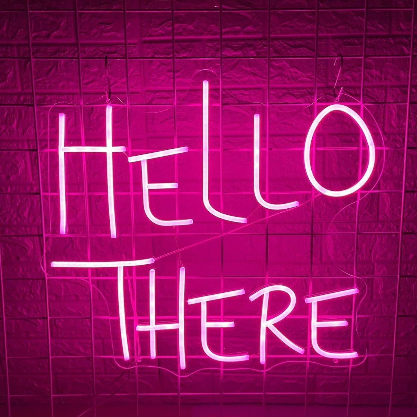 Funny Bright Vivid Pink Hello There / Hell Here LED Night Light Room Wall Decora