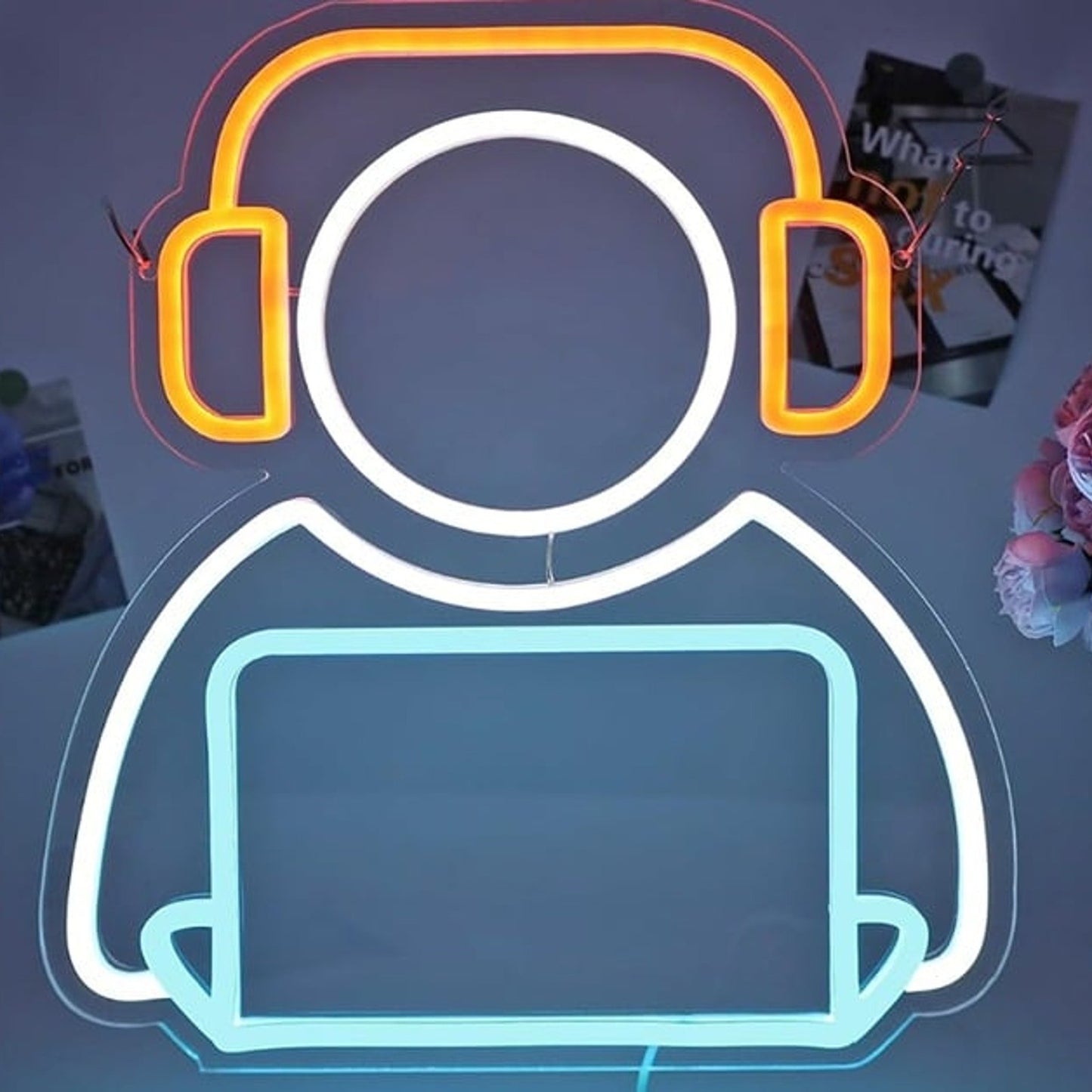 Fun Bright Computer Gamer Man LED Night Light Video Game Room Wall Decoration