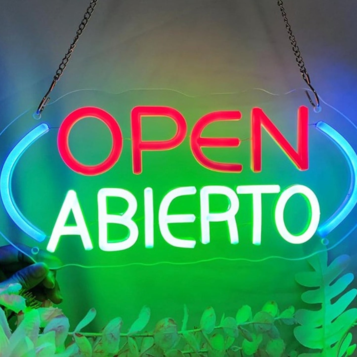 Vivid Bright “Open Abierto” Spanish Shop LED Night Light