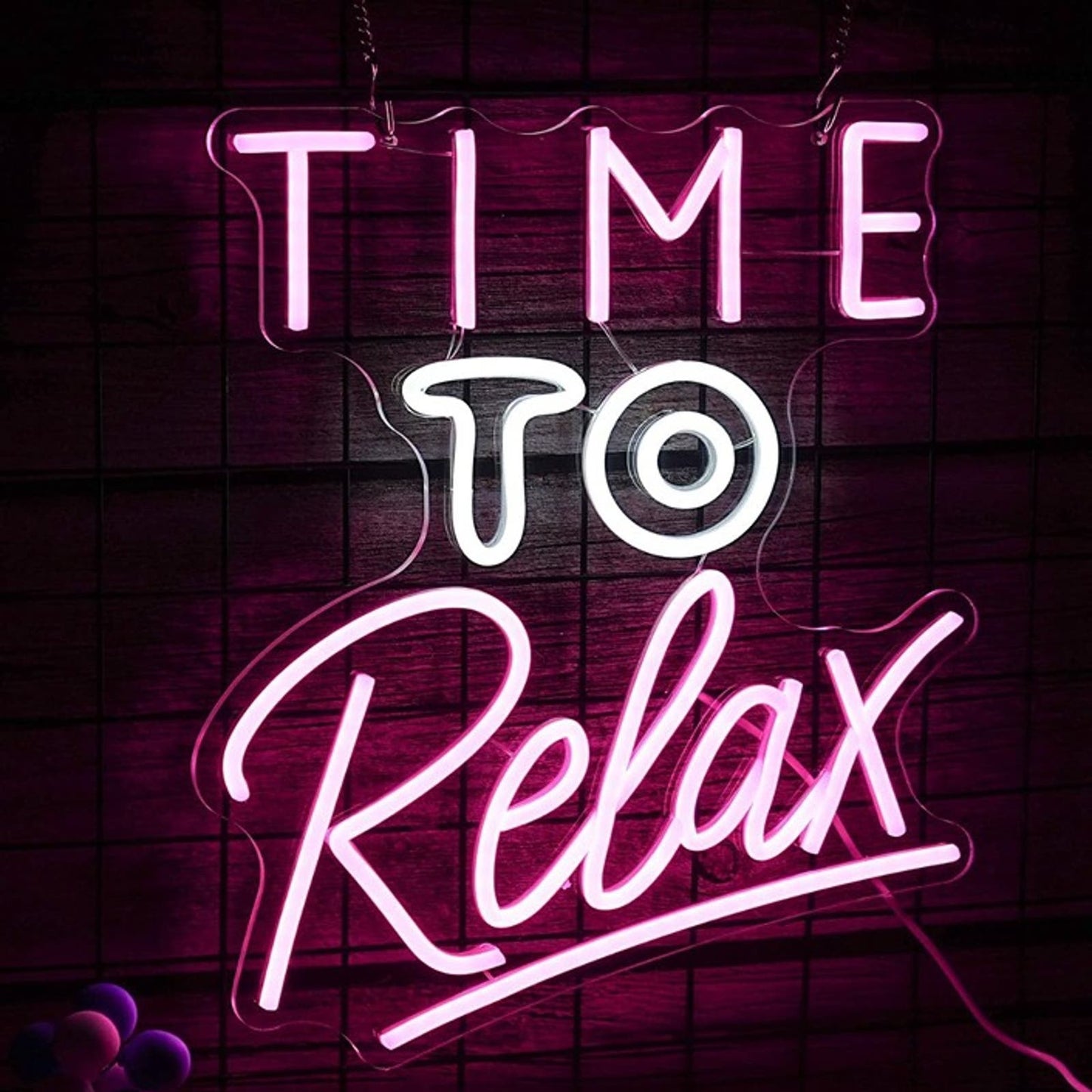 Lovely Bright Pink “Time to Relax” LED Night Light Room Wall Decoration