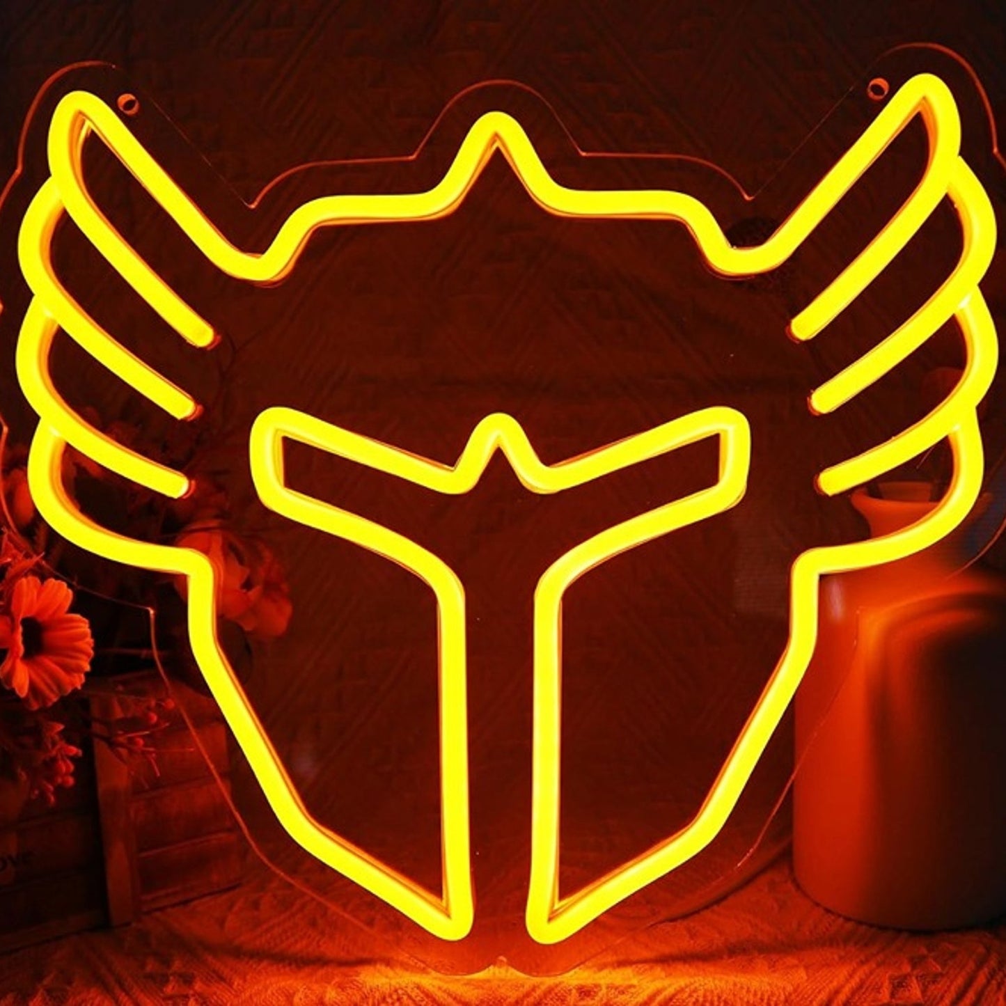Fun Bright Yellow Gladiator Helmet Mask LED Night Light Game Room Wall Decor